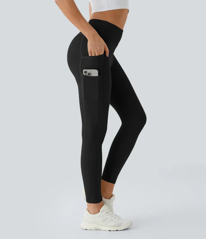 Halara Leggings Softlyzero™ liso bolsillo doble tiro alto-UPF50+ - Black - XL(full_length) sold by Halara