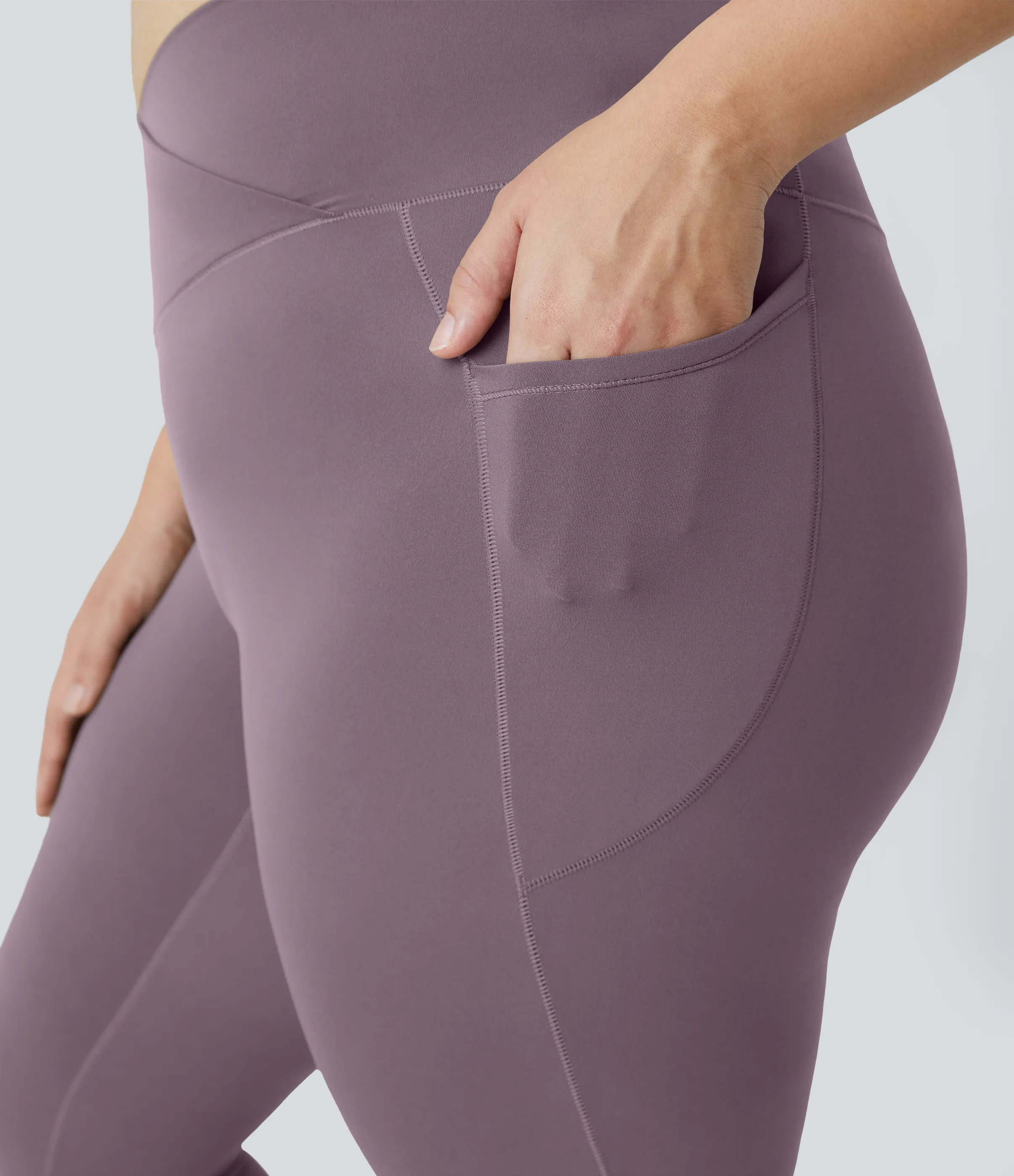 Halara Leggings Softlyzero™ largo tiro alto bolsillo lateral cruzado liso talla grande - Cinnabar Purple - 2X sold by Halara product image thumbnail 5