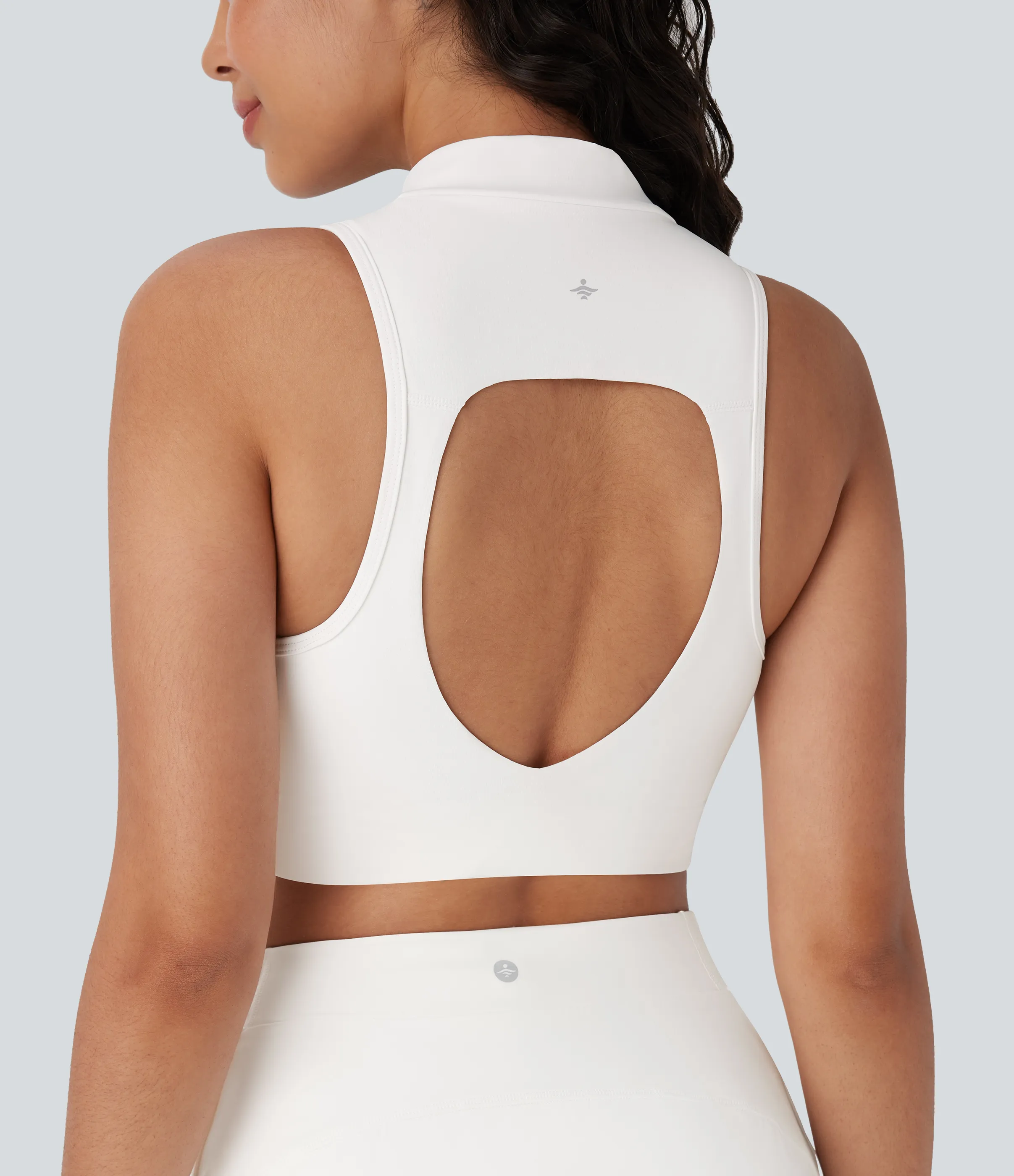 Halara Camiseta Softlyzero™ QuickDry sin mangas tenis ajustada cuello alto sin espalda corte secado rápido - White - XL sold by Halara