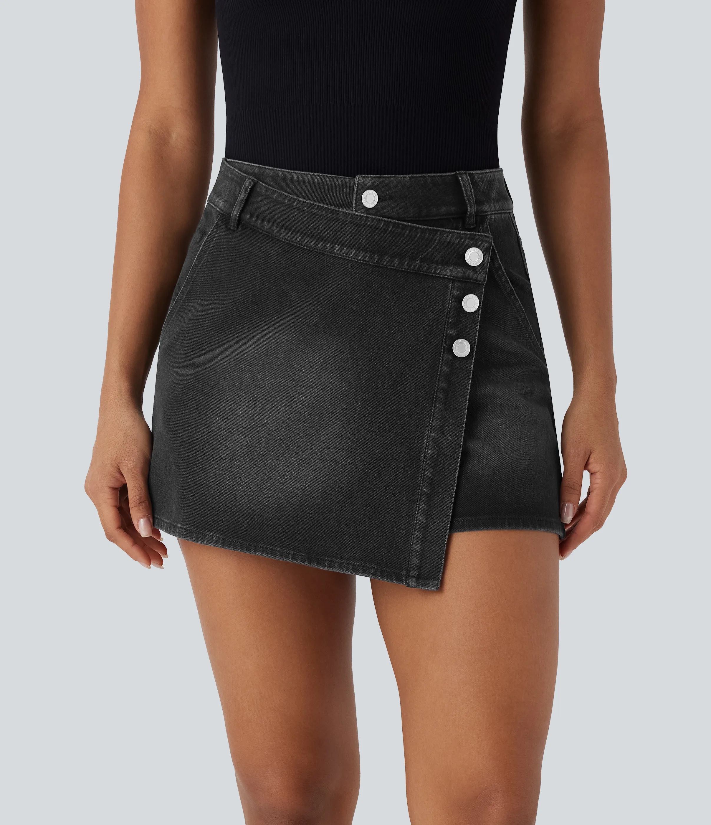 Halara Pantalón corto Halara Flex™ Denim mezclilla elástico lavado múltiple bolsillo tiro alto - Phantom Denim - XL(regular) sold by Halara