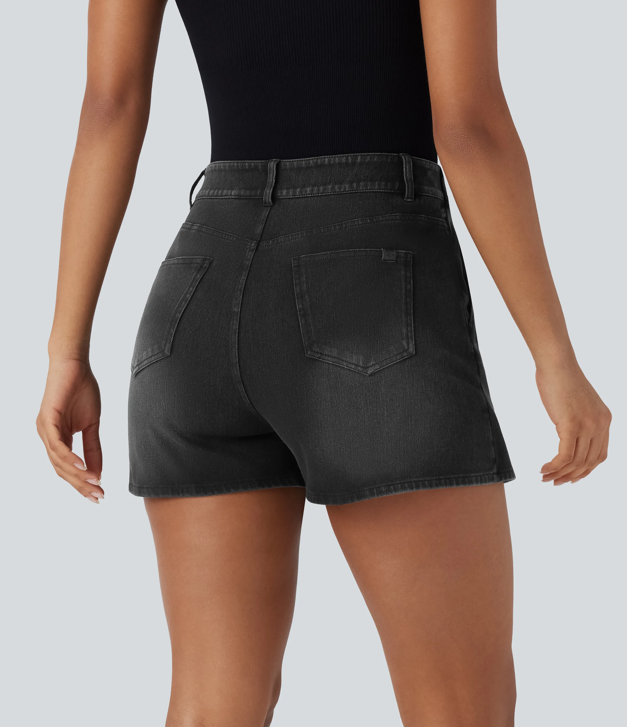 Halara Pantalón corto Halara Flex™ Denim mezclilla elástico lavado múltiple bolsillo tiro alto - Phantom Denim - XL(regular) sold by Halara product image thumbnail 3