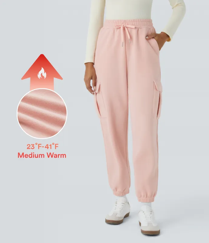 Halara Pantalón polar tiro alto cordón múltiple bolsillo - Peachy Keen - XS(regular) sold by Halara