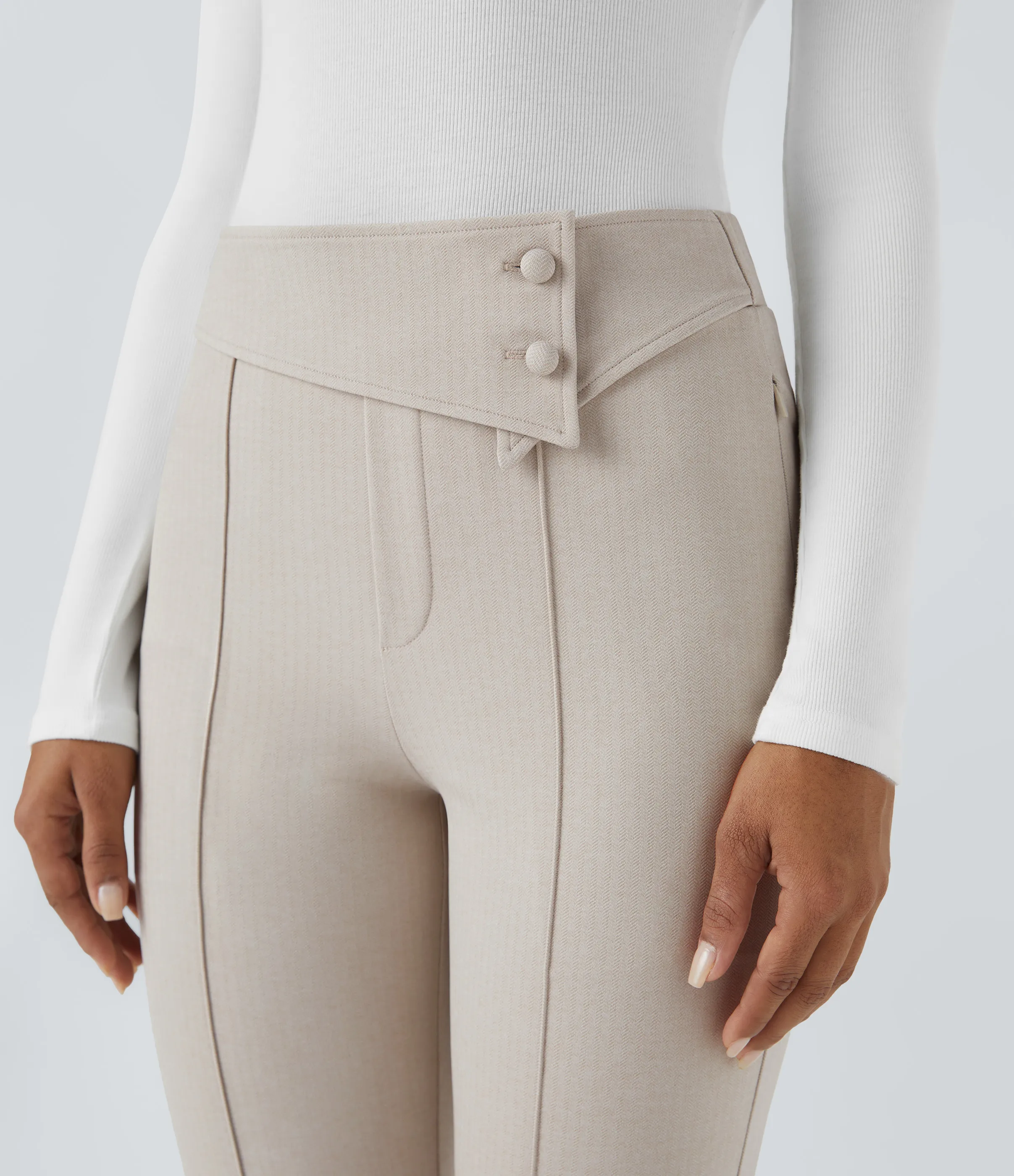 Halara Leggings Halara Flex™ oficina espiga bolsillo lateral cremallera tiro alto plegable - Moonbeam - XL(7/8) sold by Halara product image thumbnail 5