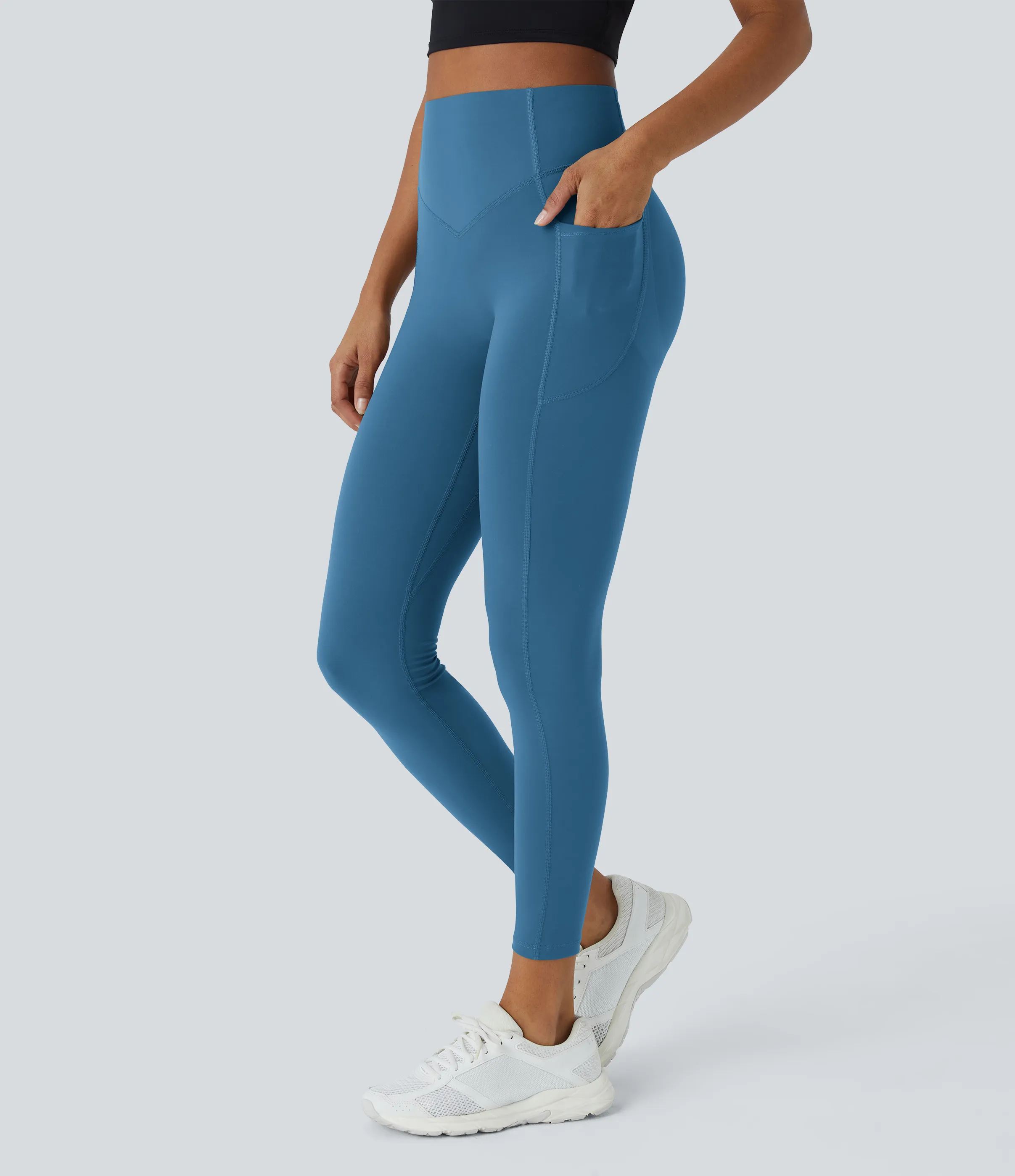 Halara Leggings SoCinched UltraSculpt entrenamiento moldeador bolsillo lateral control abdomen tiro alto - Vallarta Blue - L(full_length) sold by Halara product image thumbnail 4