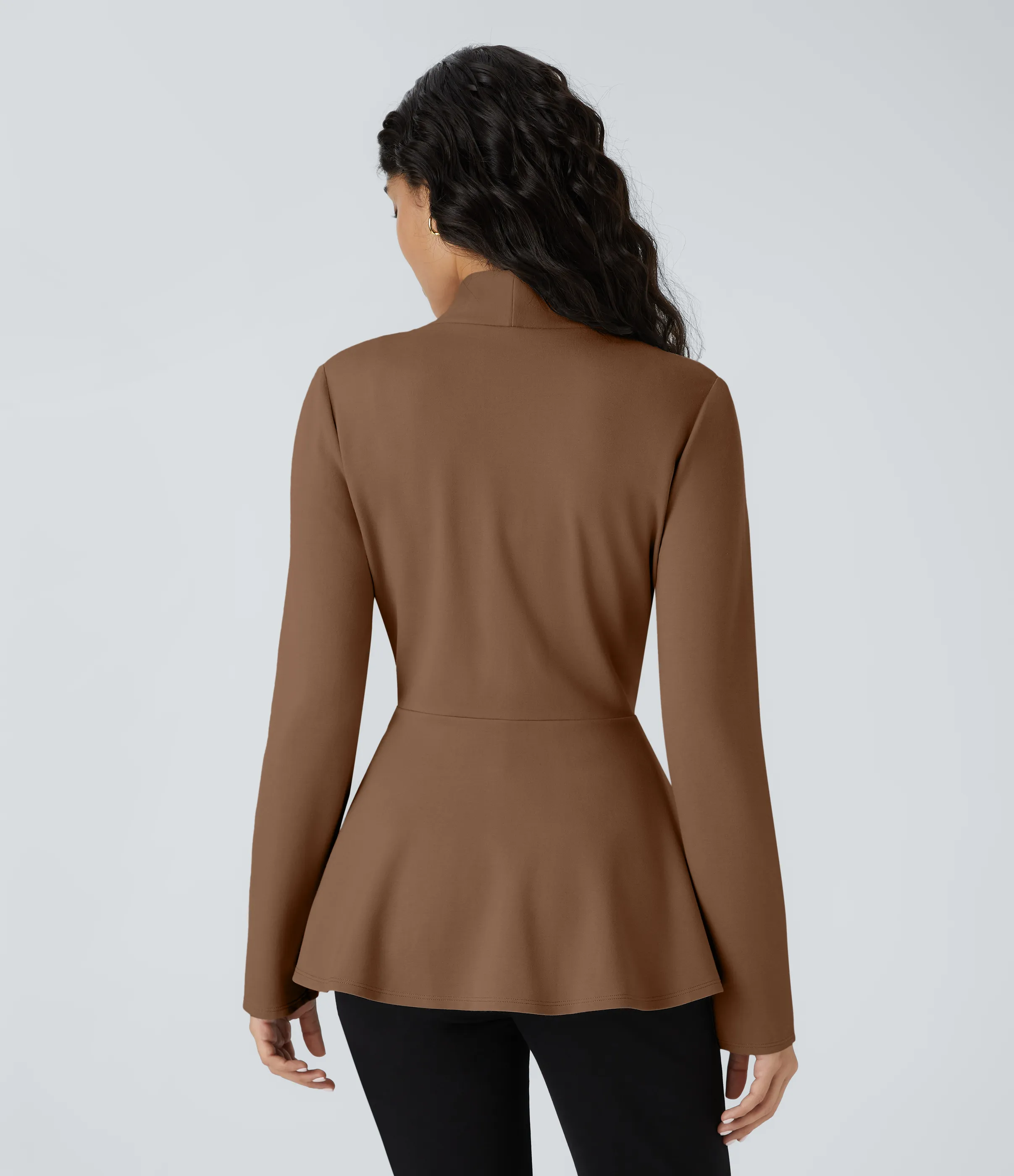 Halara Chaqueta peplum oficina cuello V botón delantera - Iron - L sold by Halara product image thumbnail 3