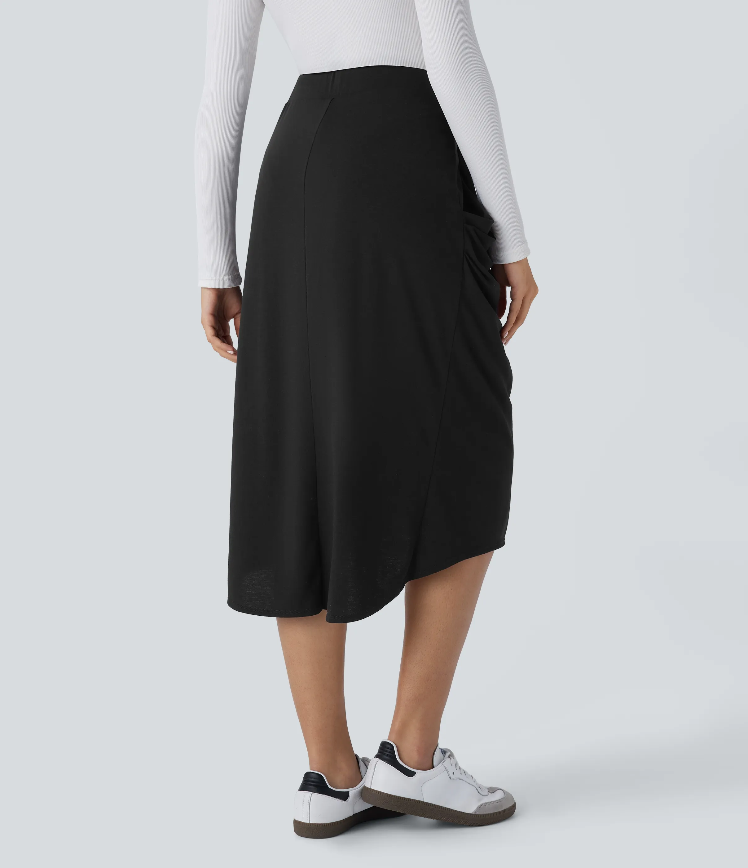 Halara Falda midi tiro alto drapeada plisada bolsillo lateral - Black - XS(regular) sold by Halara product image thumbnail 3