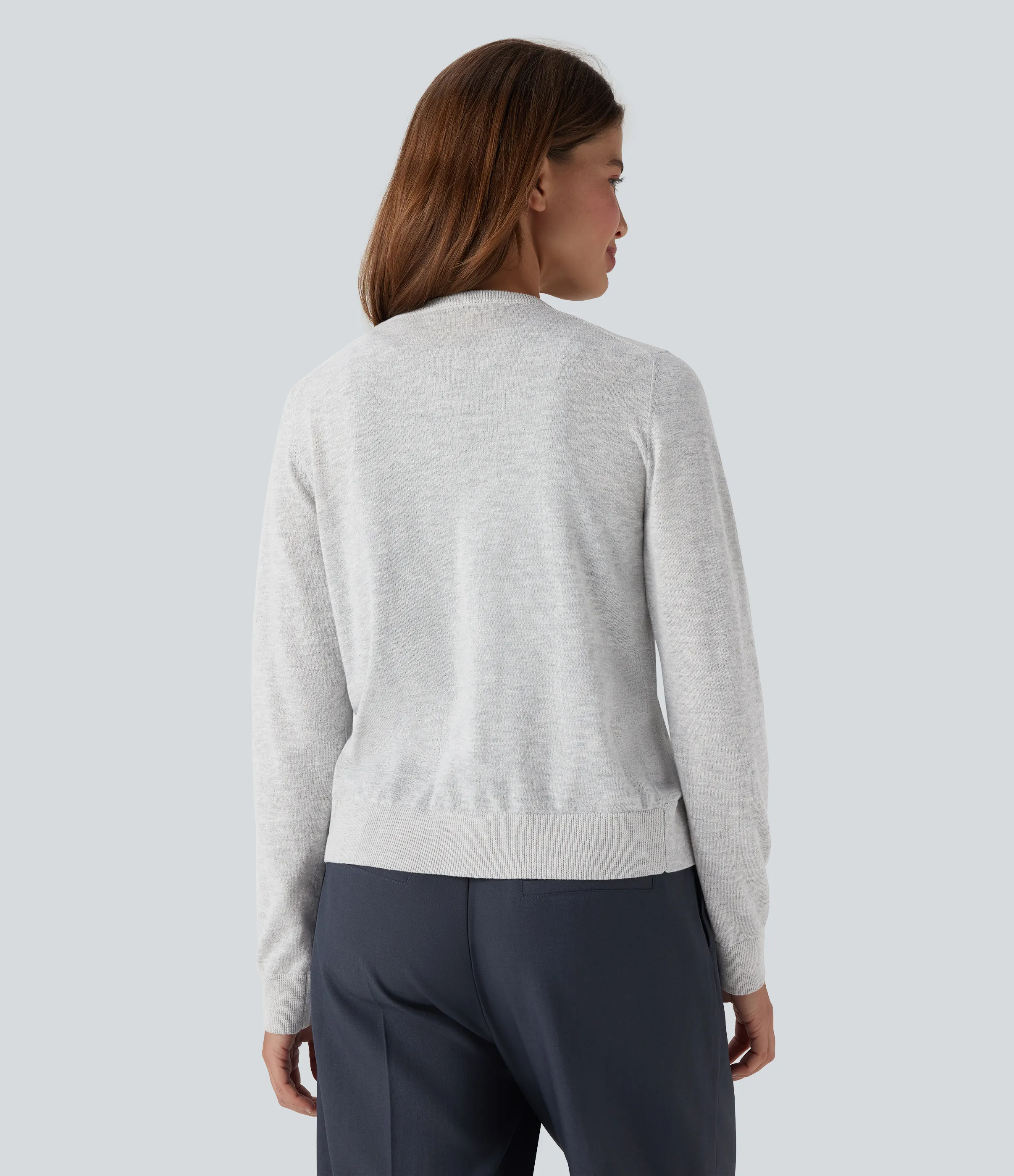 Halara Cárdigan de lana de oficina de manga larga y cuello redondo - Mottled Grey - S sold by Halara product image thumbnail 3