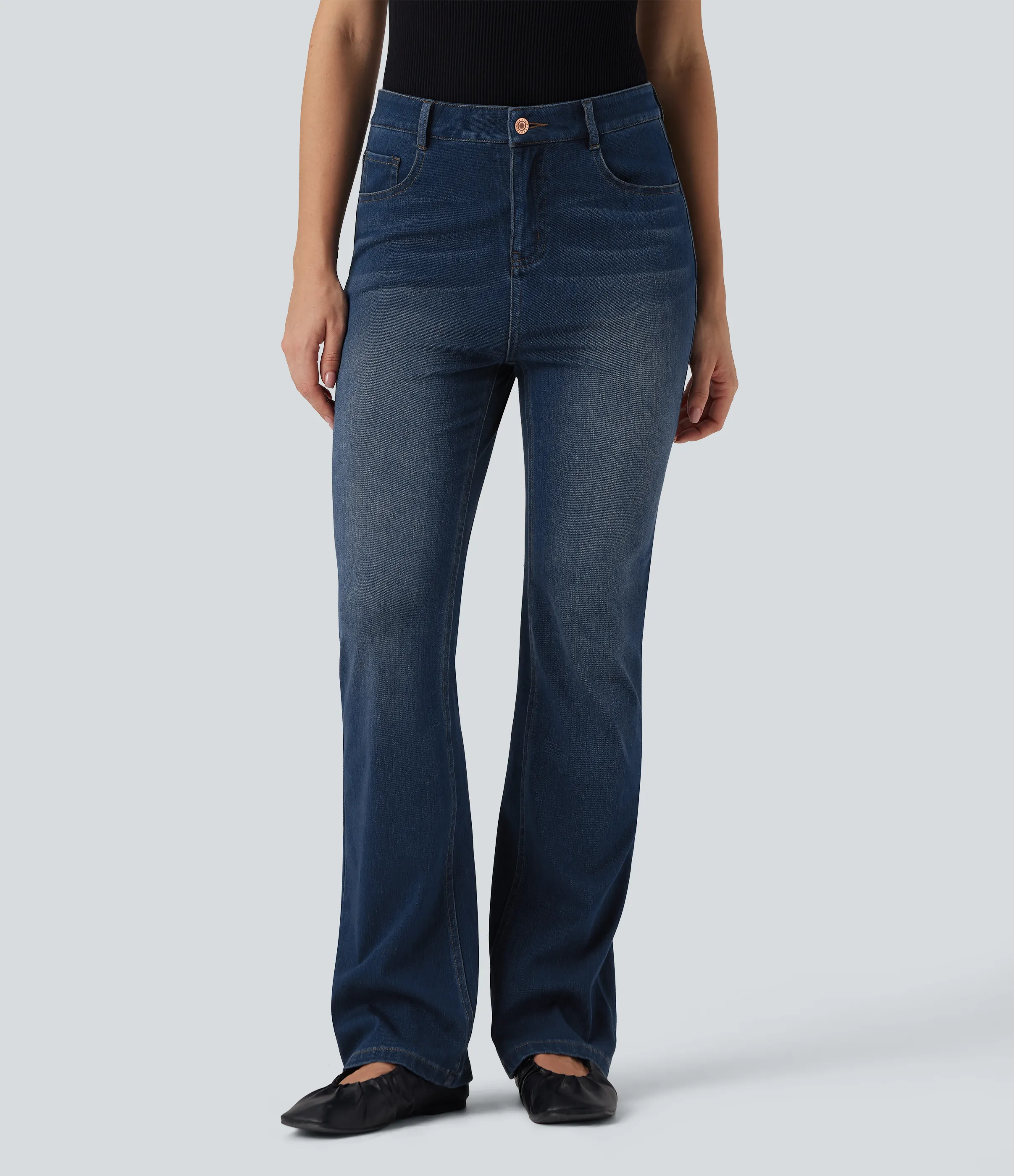 Halara Vaqueros acampanados Halara Flex™ casuales de tiro alto con bolsillos - Pageant Blue Denim - S(regular) sold by Halara product image thumbnail 2