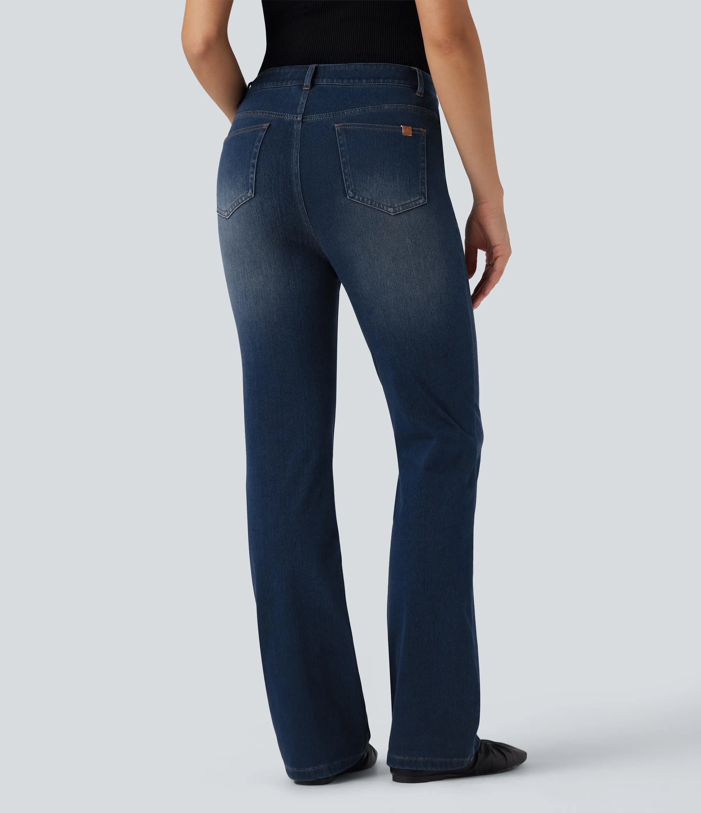 Halara Vaqueros acampanados Halara Flex™ casuales de tiro alto con bolsillos - Pageant Blue Denim - S(regular) sold by Halara product image thumbnail 3