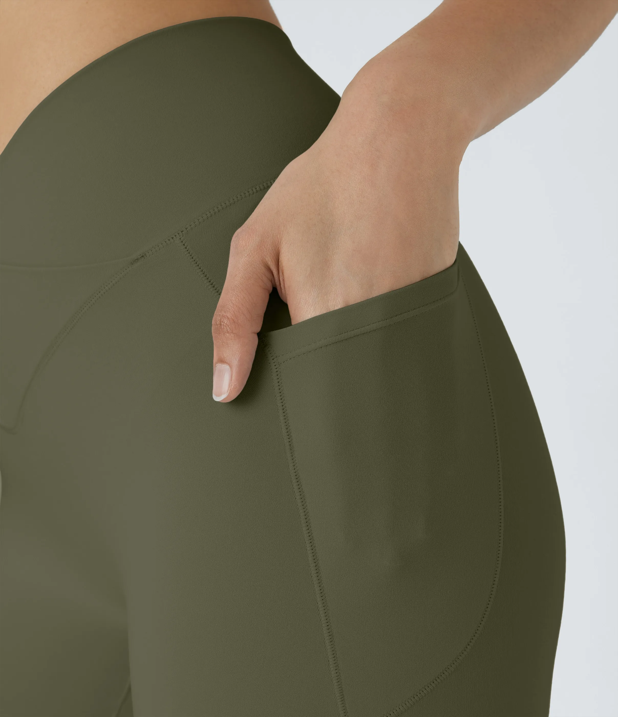 Halara Pantalón corto Softlyzero™ ciclista yoga bolsillo lateral cruzado tiro alto 17.5cm - Grass Grey Green - S sold by Halara product image thumbnail 5