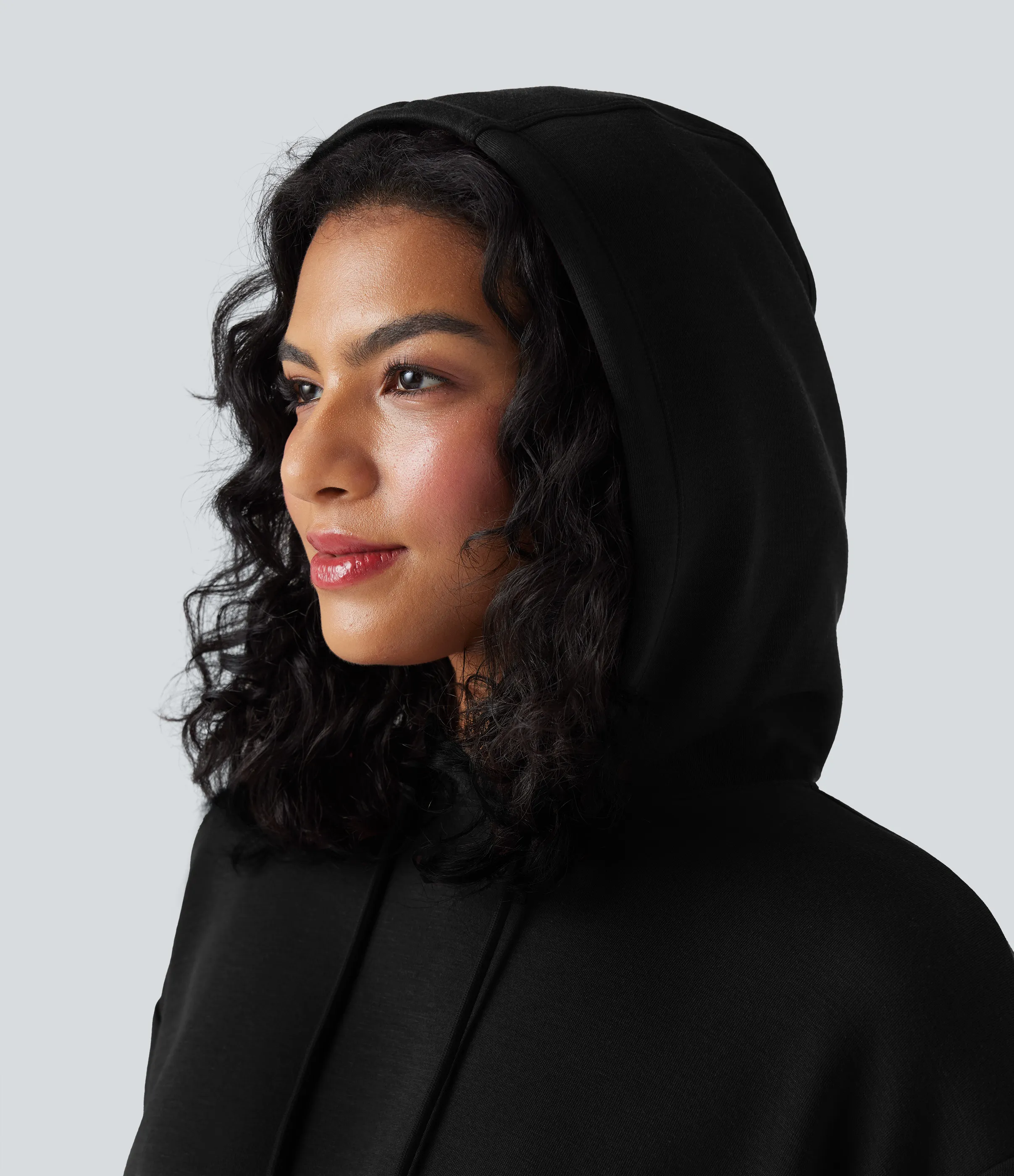 Halara Vestido mini casual de manga larga con capucha y fruncido - Black - XL sold by Halara product image thumbnail 5