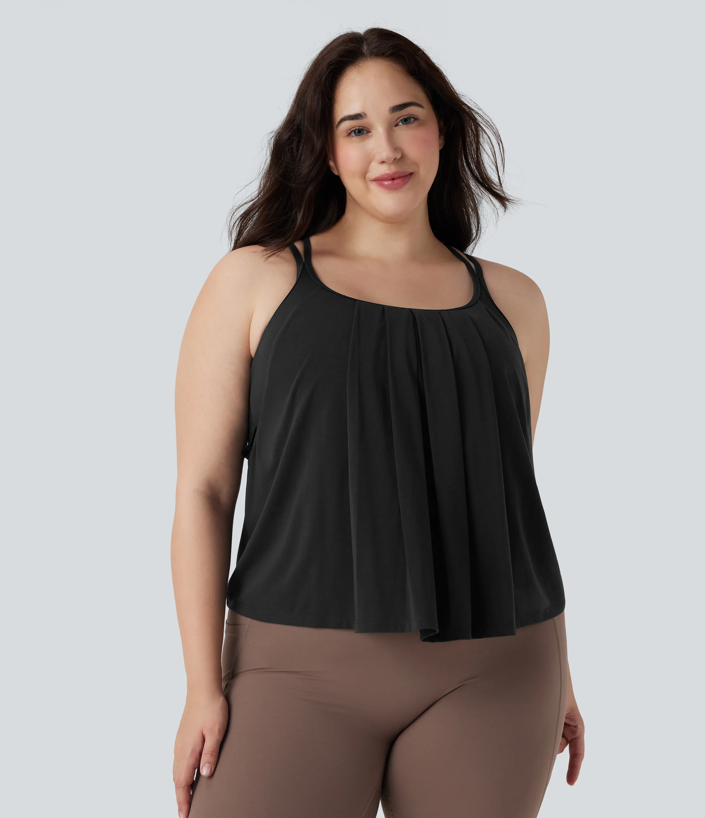 Halara Top de yoga de secado rápido plisado sin espalda y cruzado de talla grande - Black - 3X sold by Halara product image thumbnail 3