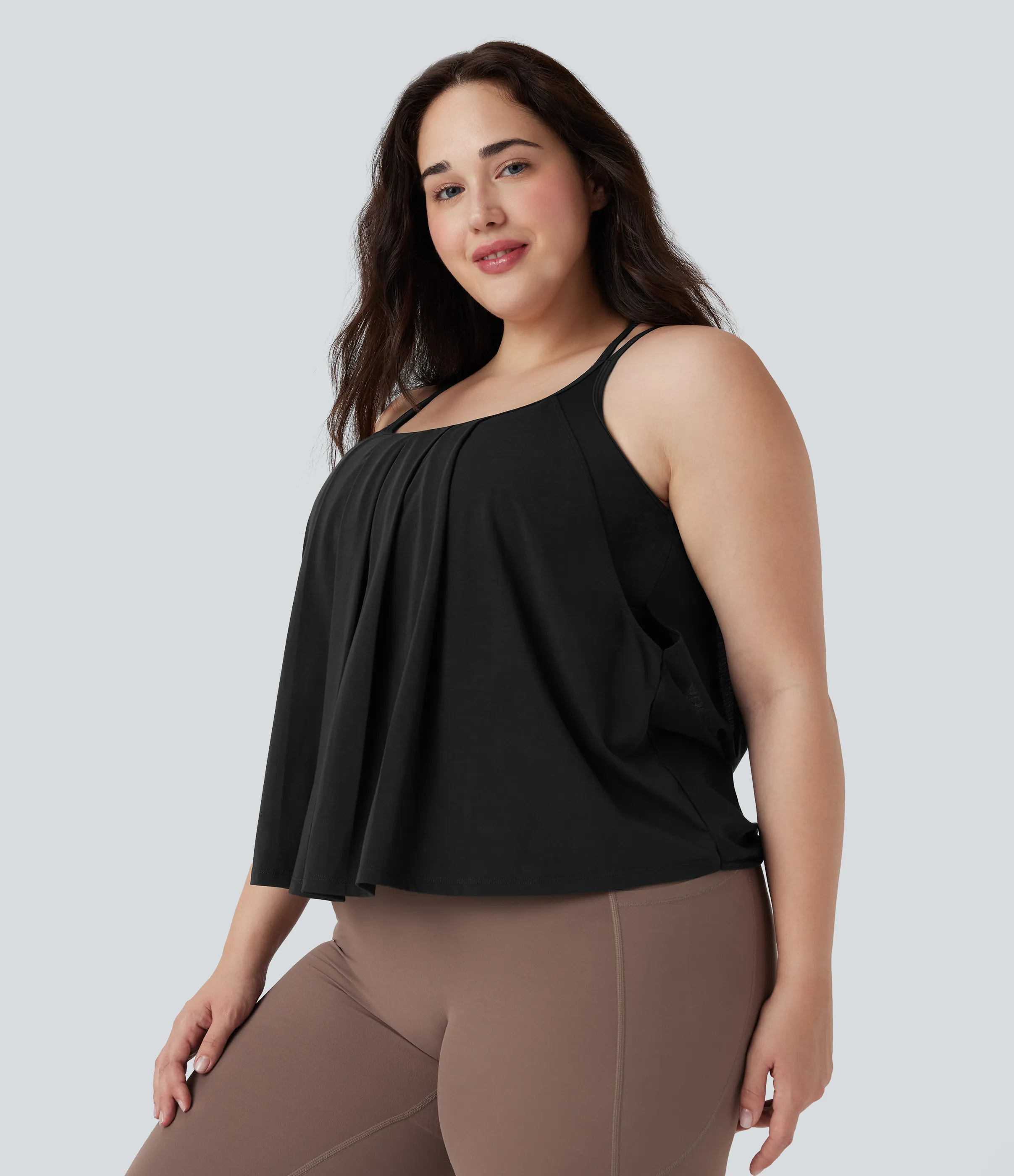 Halara Top de yoga de secado rápido plisado sin espalda y cruzado de talla grande - Black - 3X sold by Halara product image thumbnail 4