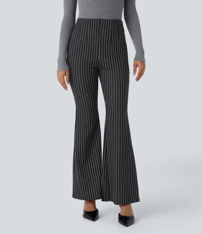 Halara Pantalón tiro alto bolsillo lateral cremallera raya acampanada - Dark Gray Stripe - S(regular) sold by Halara