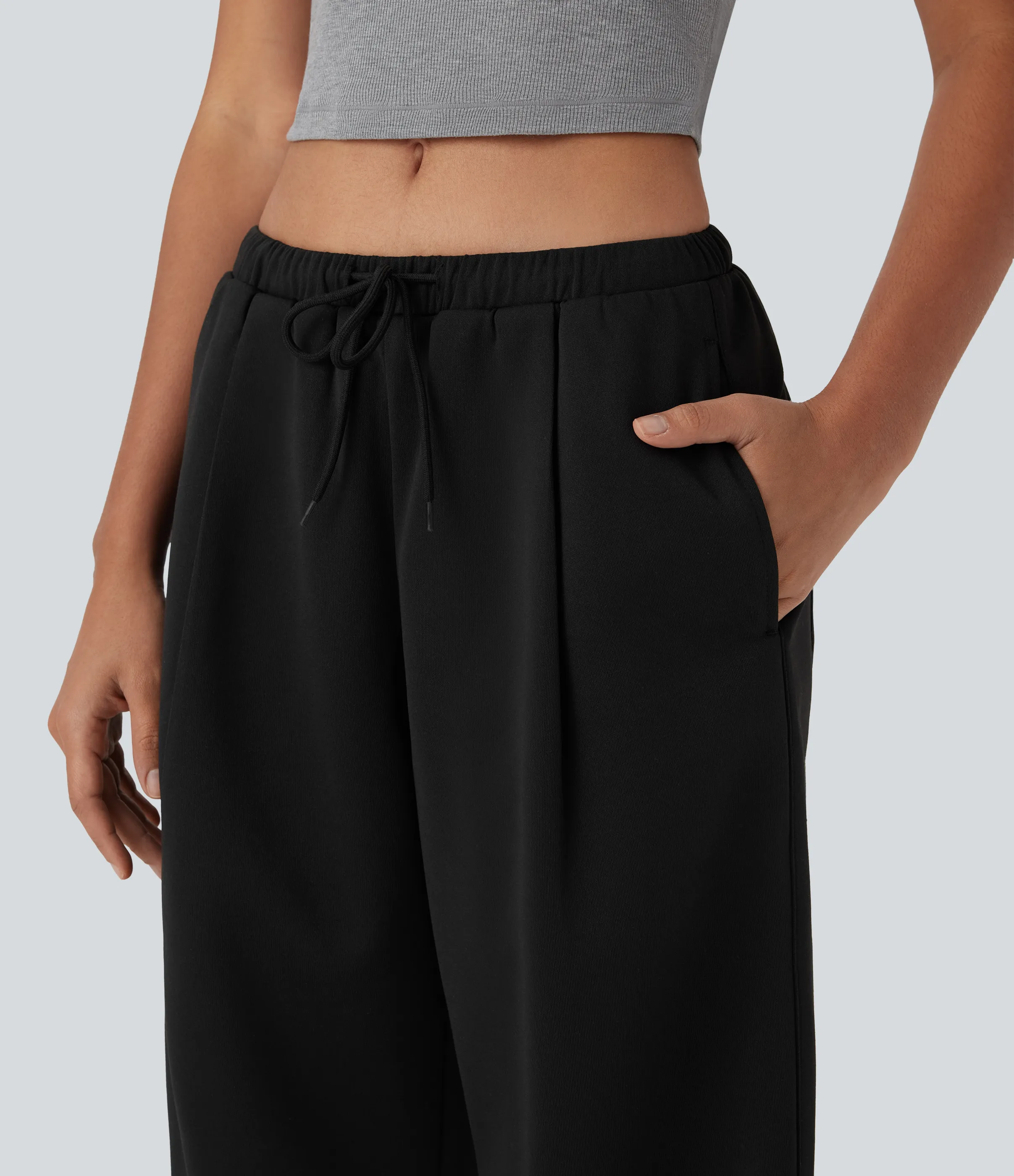 Halara Pantalones rectos de yoga de tiro bajo con cordón y bolsillos - Black - XL(regular) sold by Halara product image thumbnail 5