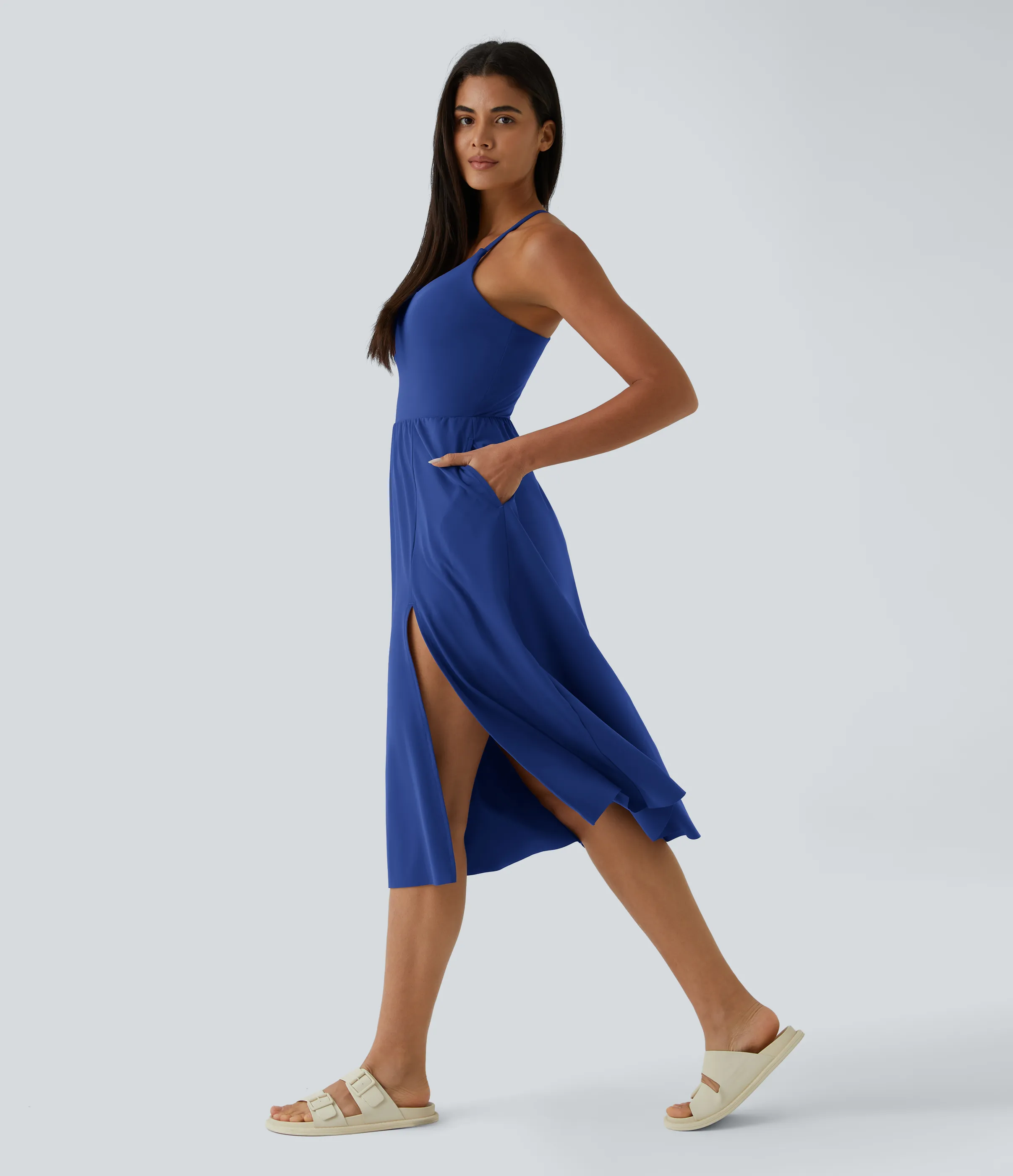 Halara Vestido midi bolsillo lateral espalda cruzada - Surf the Web - L sold by Halara product image thumbnail 4