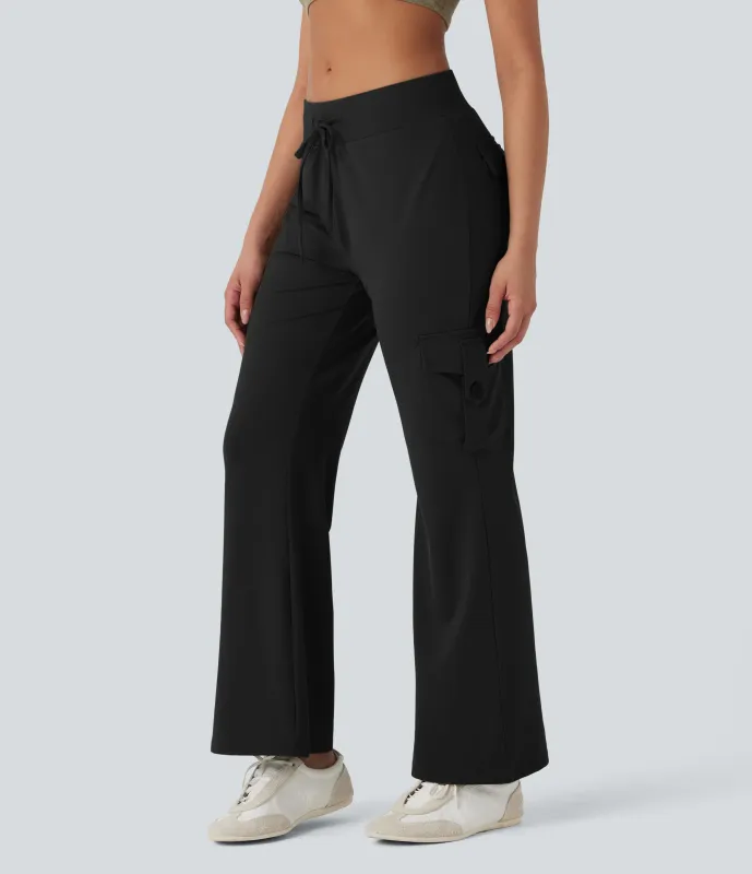 Halara Pantalones cargo casuales de tiro bajo con cordón y múltiples bolsillos - Black - XS(regular) sold by Halara