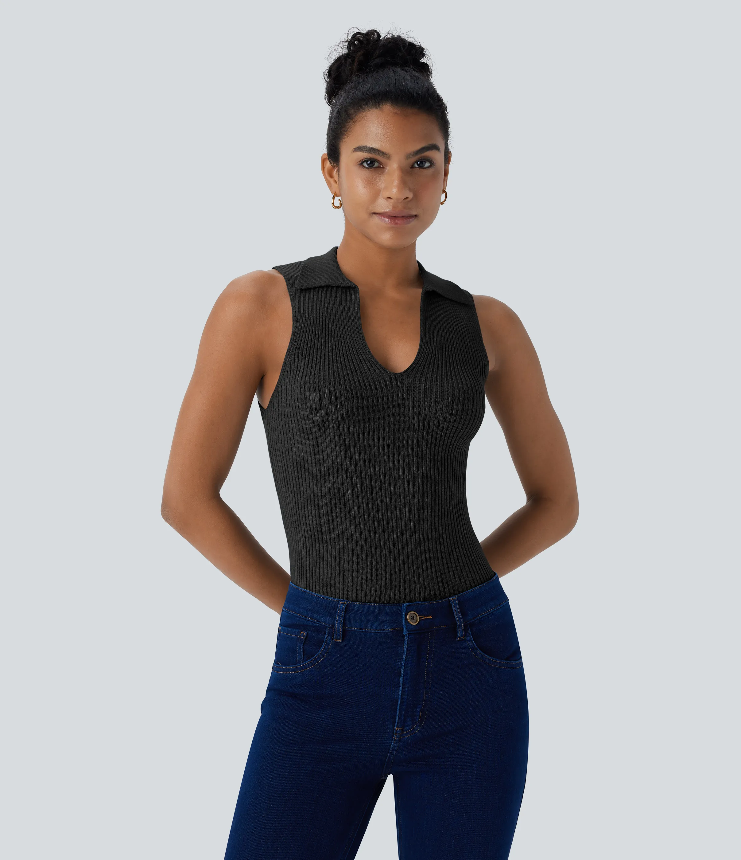 Halara Suéter sin mangas cuello V cuello - Black - L sold by Halara product image thumbnail 2