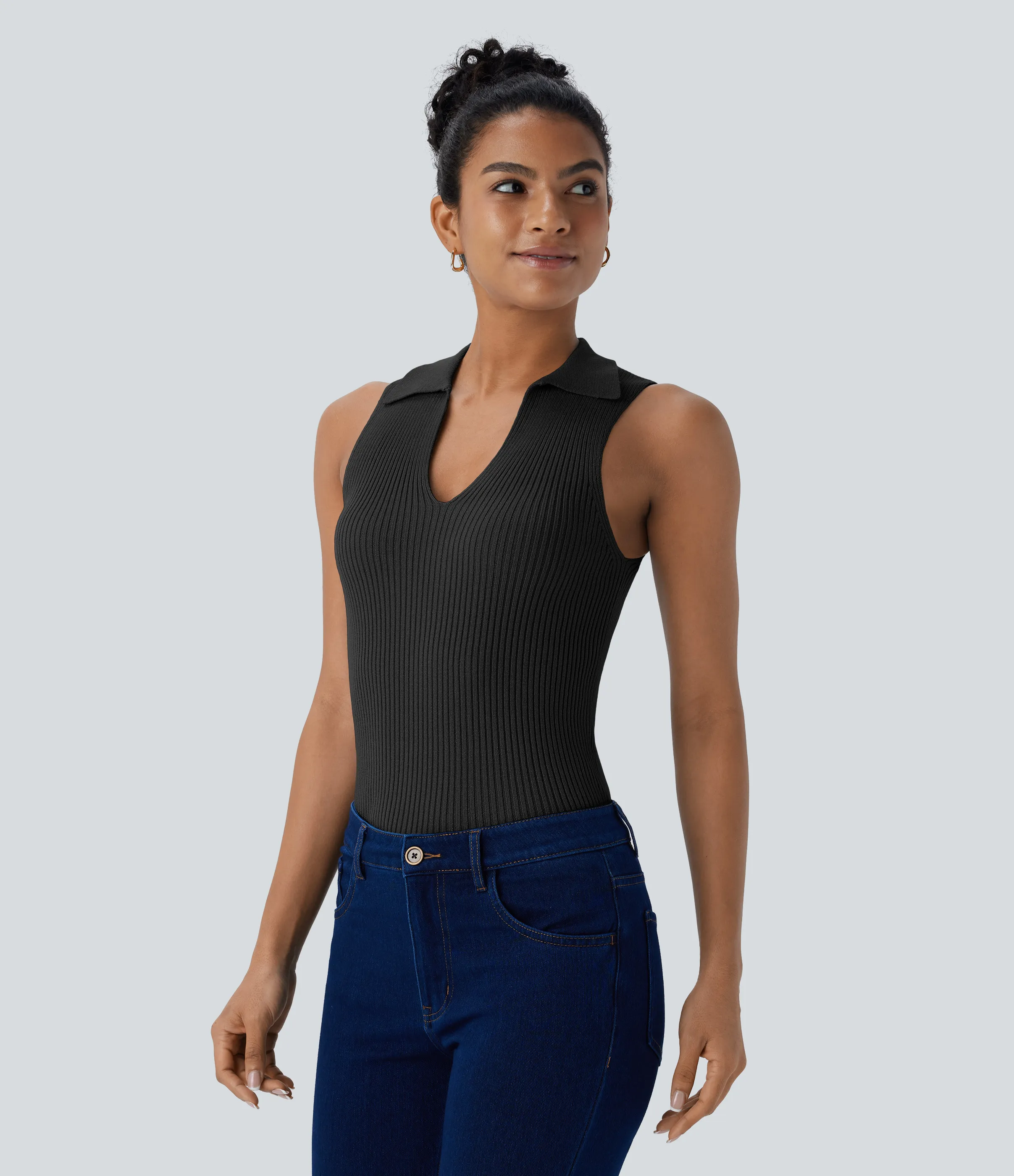 Halara Suéter sin mangas cuello V cuello - Black - L sold by Halara product image thumbnail 4