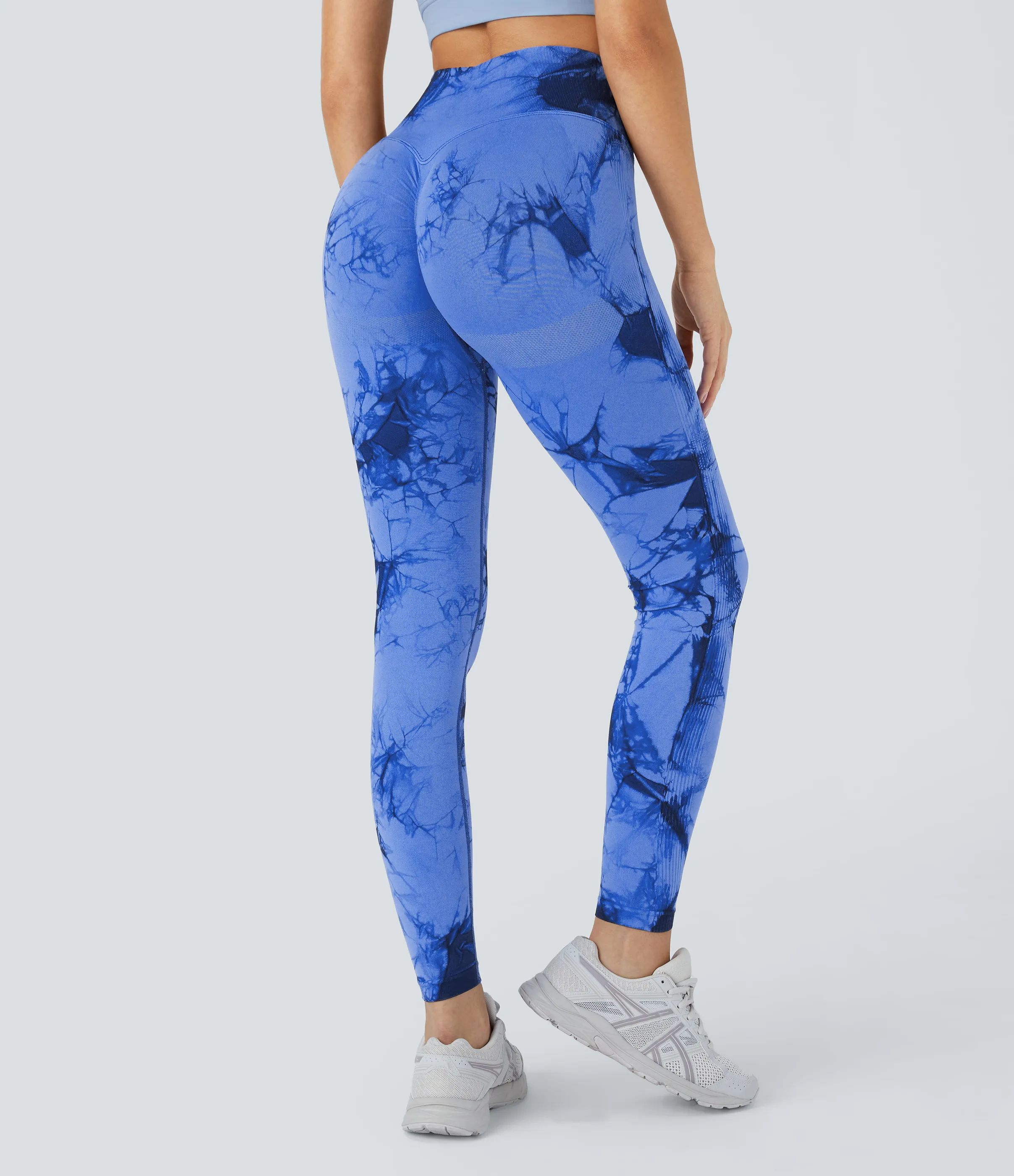 Halara Leggings yoga teñido anudado tiro alto sin costura - Tie-dye Blue Iris - XS(7/8) sold by Halara
