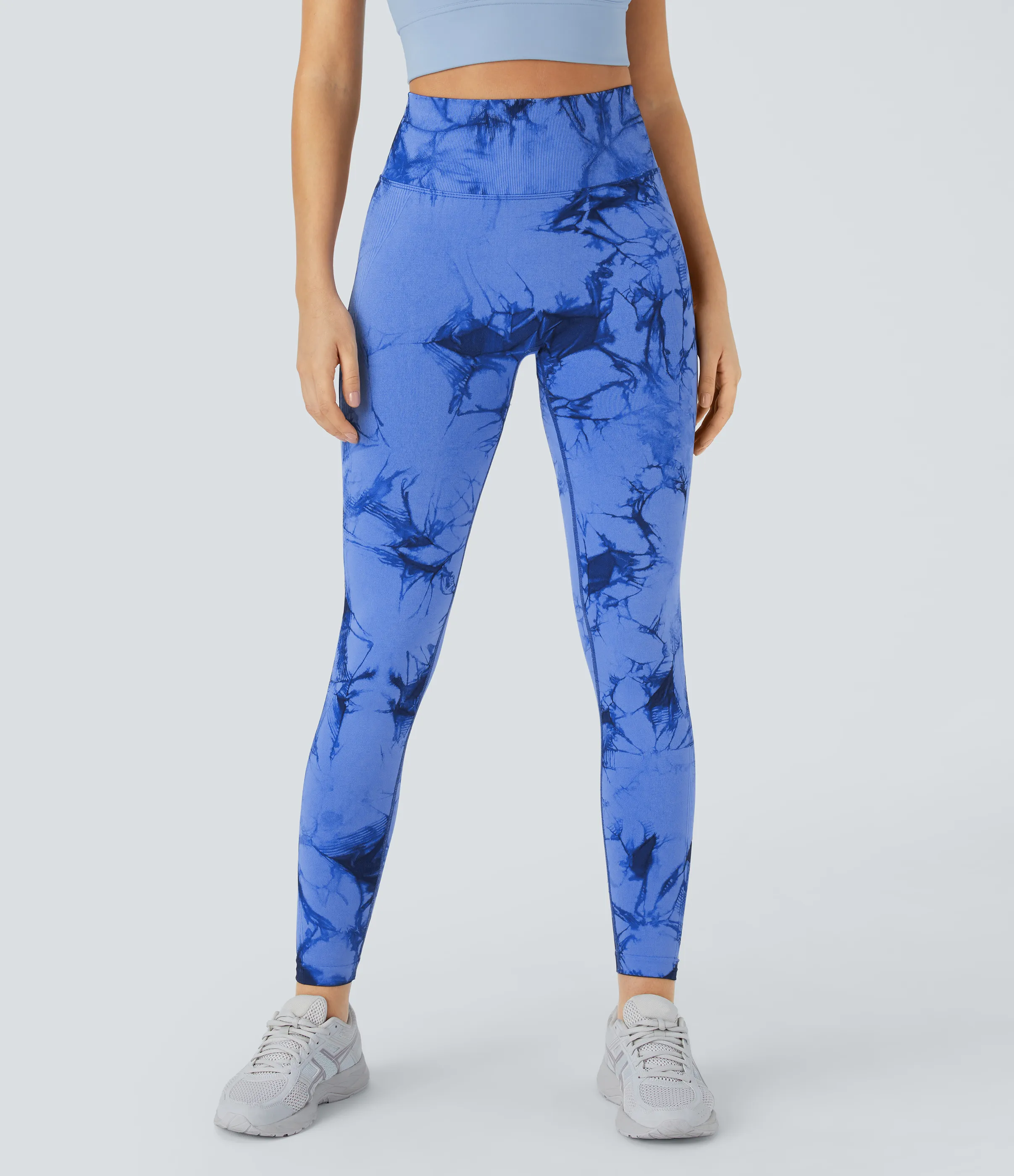 Halara Leggings yoga teñido anudado tiro alto sin costura - Tie-dye Blue Iris - XS(7/8) sold by Halara product image thumbnail 3