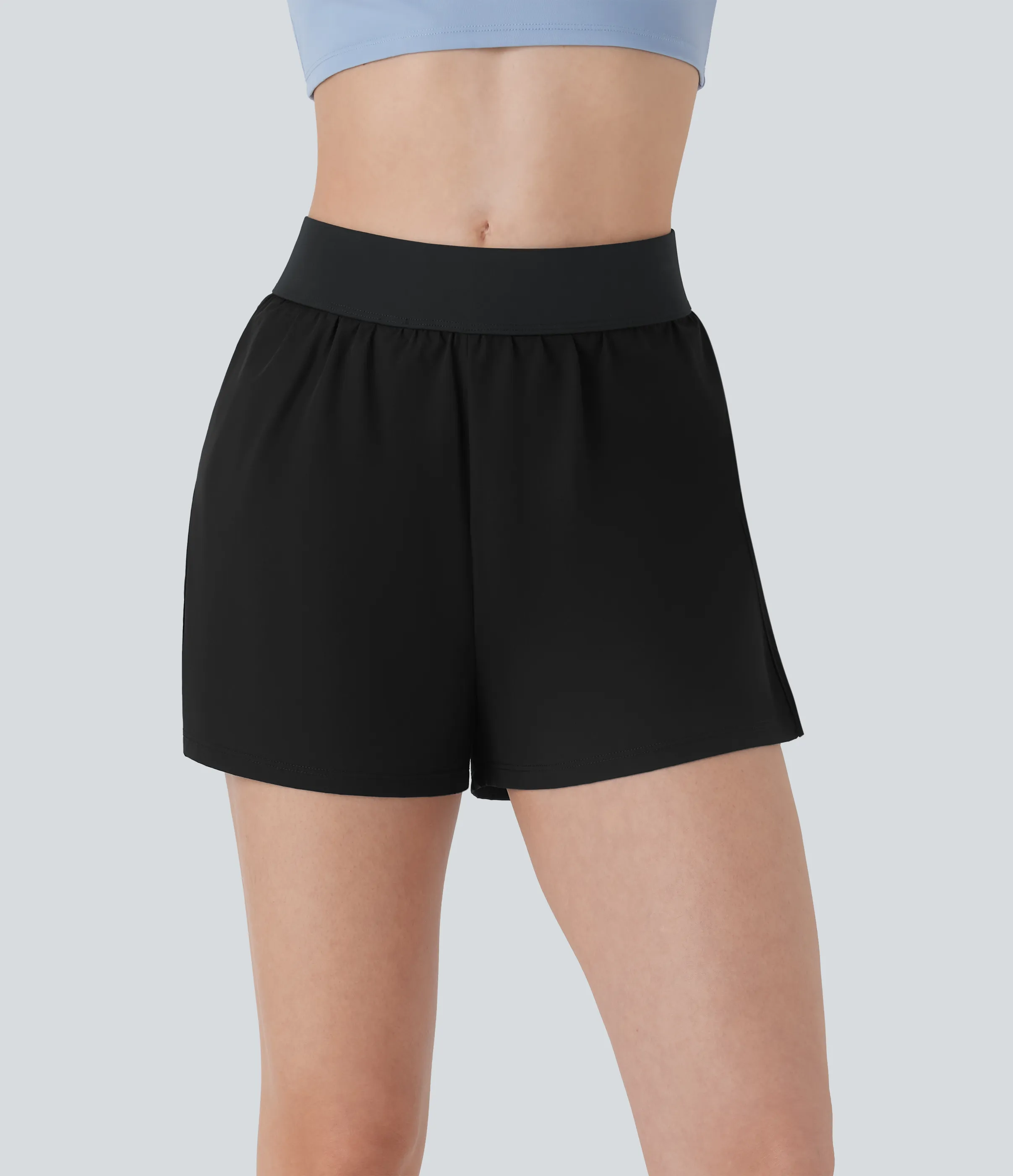 Halara Shorts de tenis 2 en 1 de tiro medio con abertura y bolsillos laterales - Black - S sold by Halara product image thumbnail 4