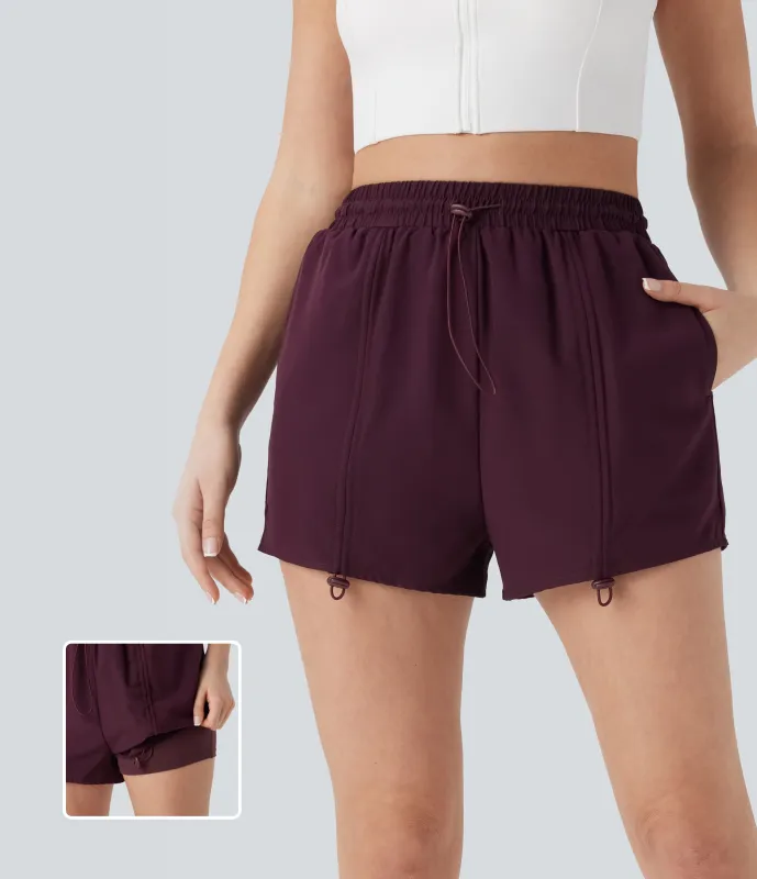 Halara Pantalón corto yoga 2 en 1 tiro alto cordón bolsillo - Dusky purple - M sold by Halara