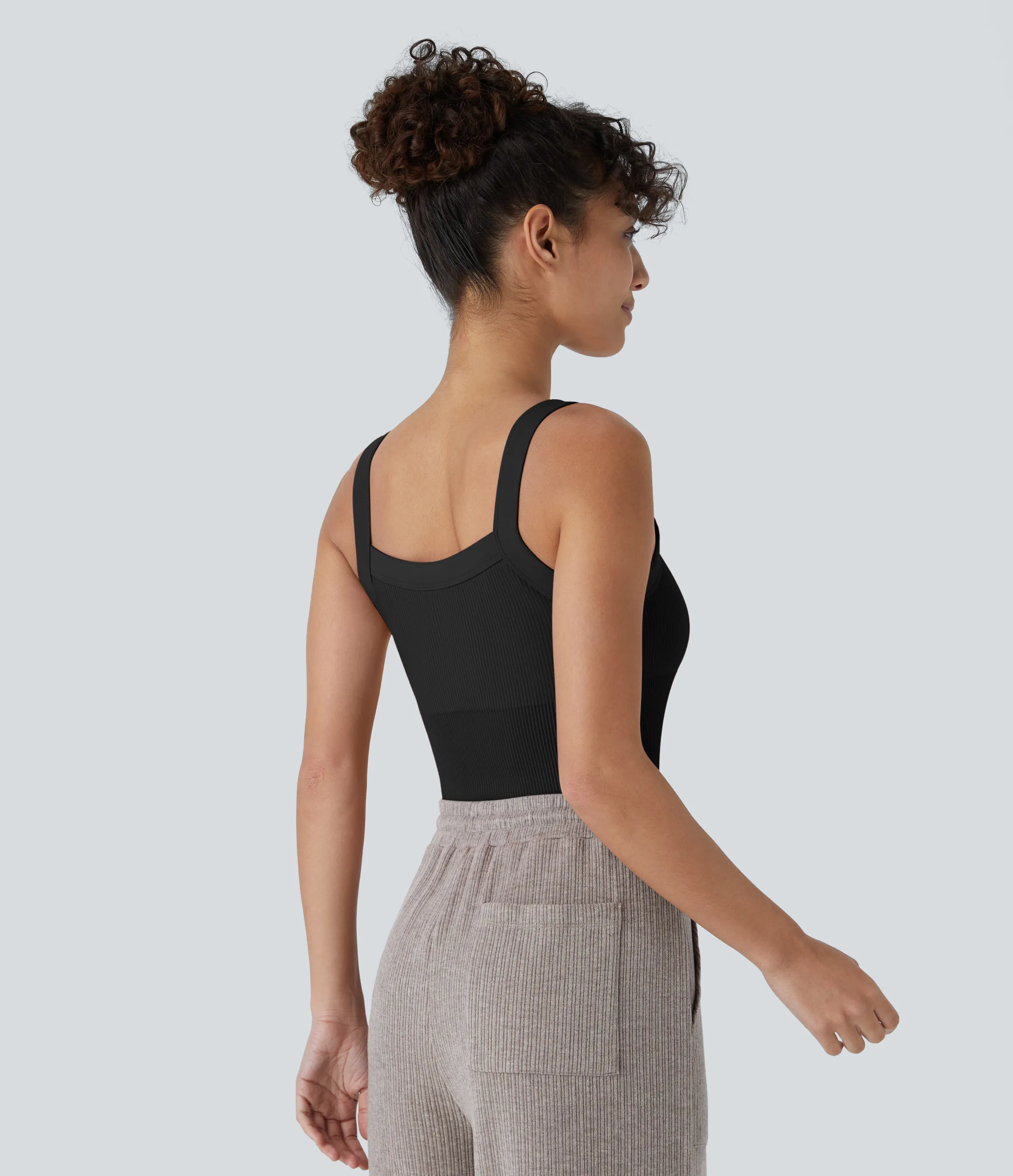 Halara Body liso sin costura cuello cuadrado - Black - XS sold by Halara product image thumbnail 5