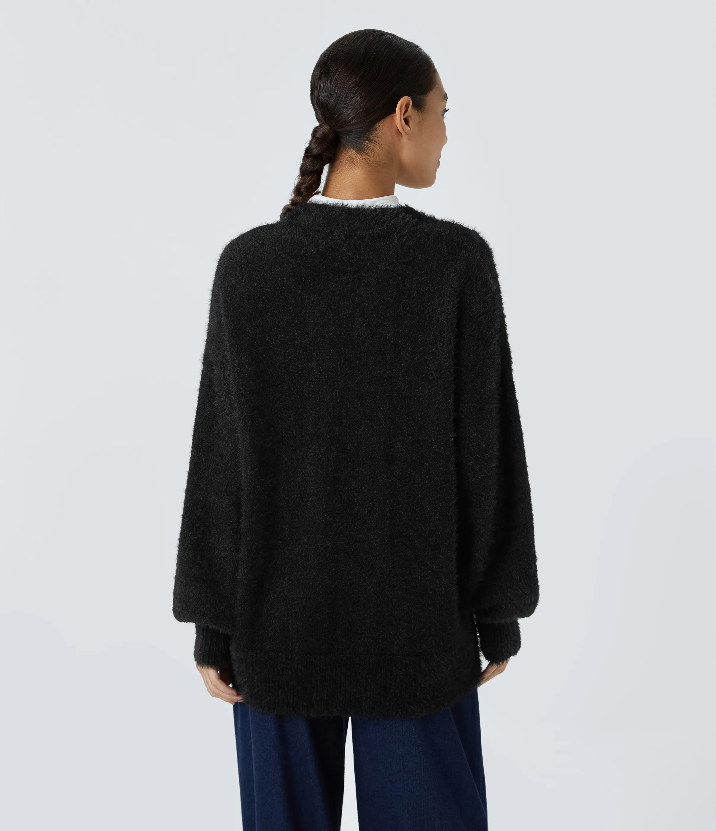 Halara Cárdigan holgado cuello V manga obispo botón - Black - XS sold by Halara product image thumbnail 3