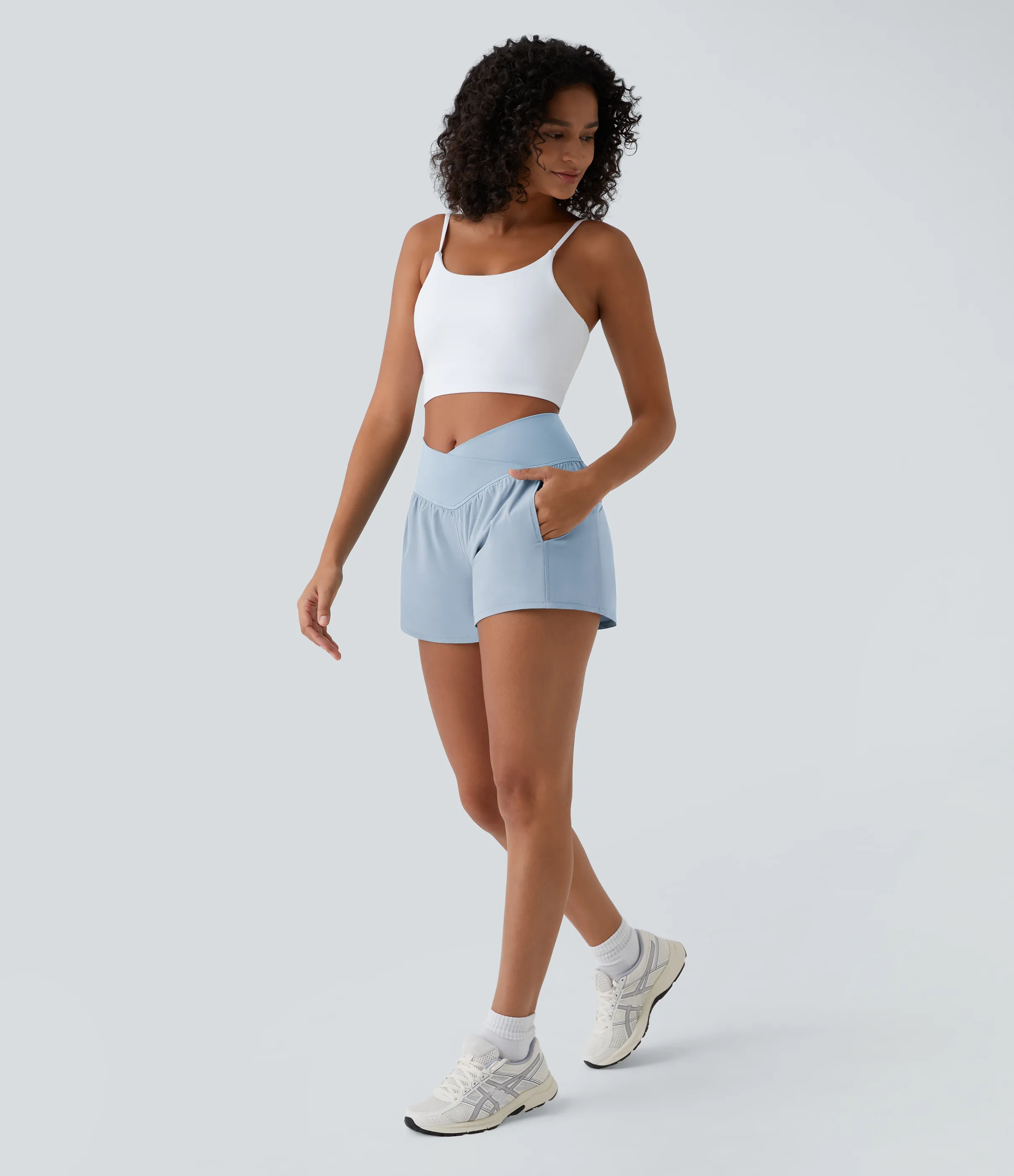 Halara Pantalón corto Breezeful™ yoga secado rápido 2 en 1 bolsillo lateral cruzado tiro alto 10cm - Ballad Blue - XL sold by Halara product image thumbnail 5