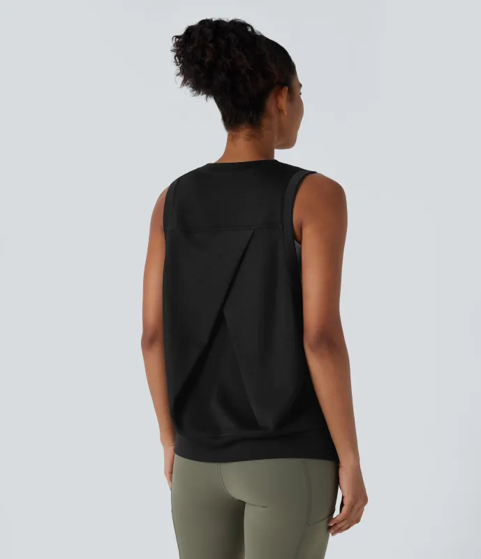 Halara Camiseta sin mangas cuello redondo bolsillo lateral - Black - XS sold by Halara