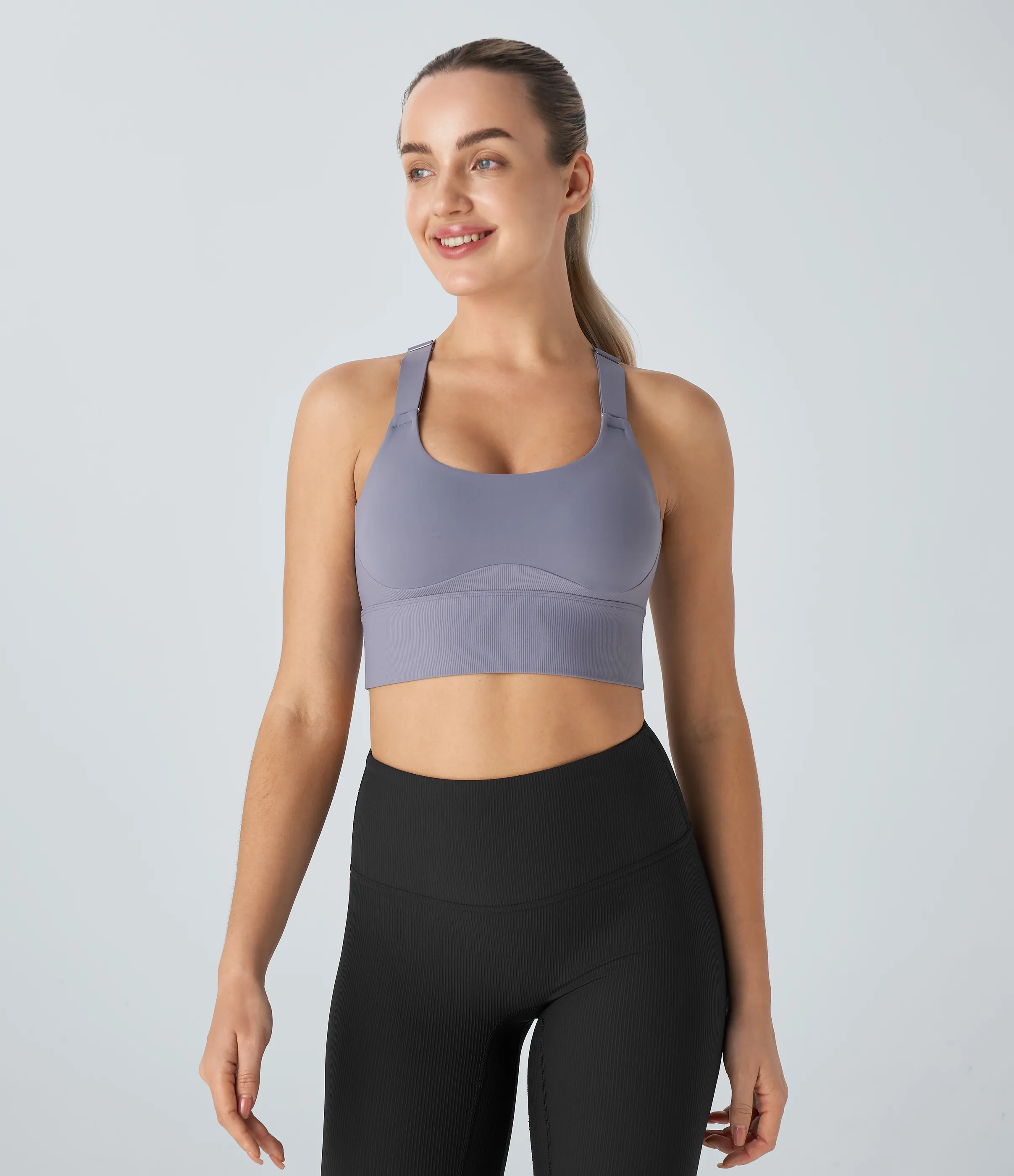 Halara Camiseta sin mangas Halara UltraSculpt™ entrenamiento cruzada sin espalda correa ajustable cuello U - Falling Gray Purple - XS sold by Halara product image thumbnail 3