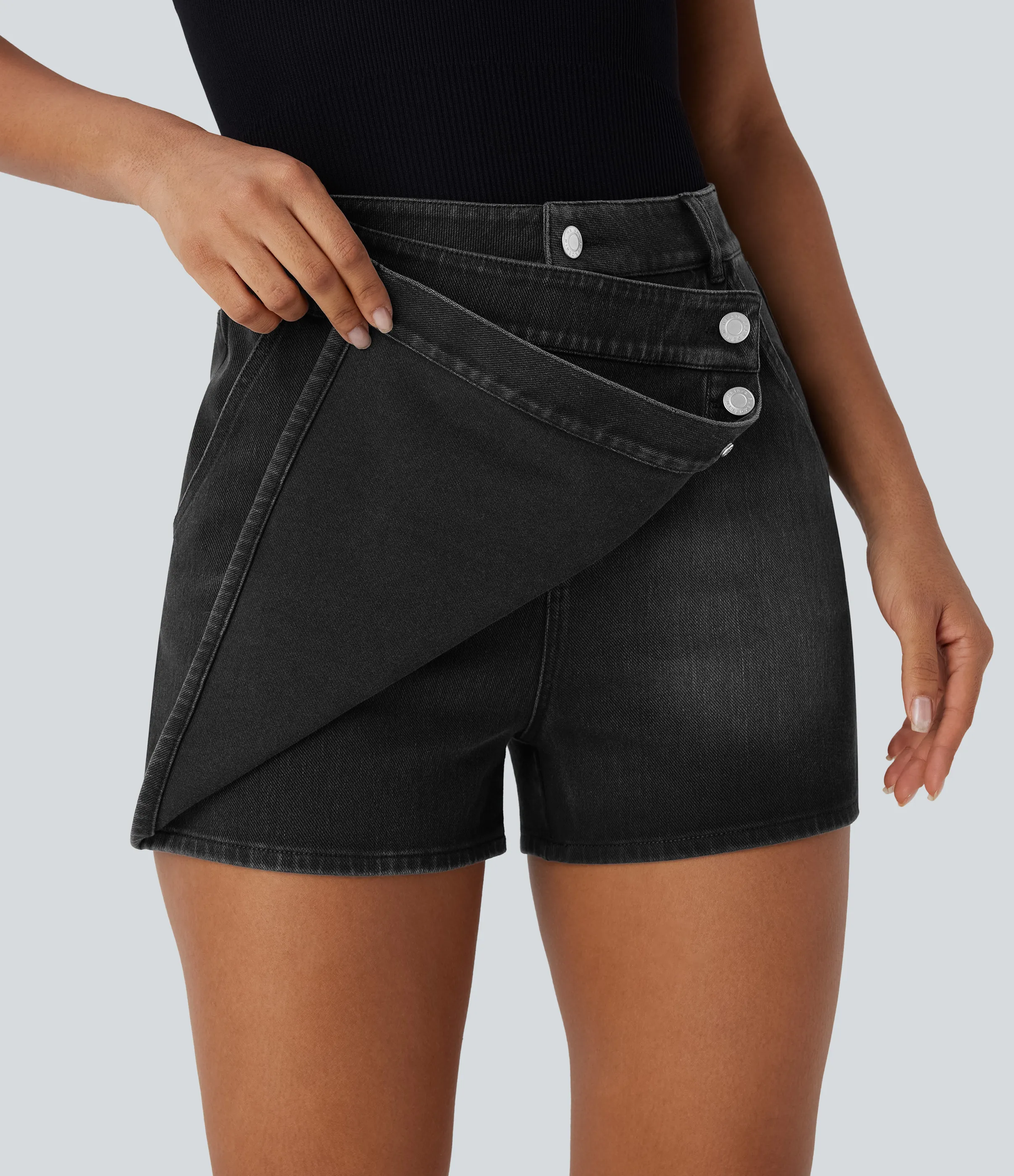 Halara Pantalón corto Halara Flex™ Denim mezclilla elástico lavado múltiple bolsillo tiro alto - Phantom Denim - XS(regular) sold by Halara product image thumbnail 5