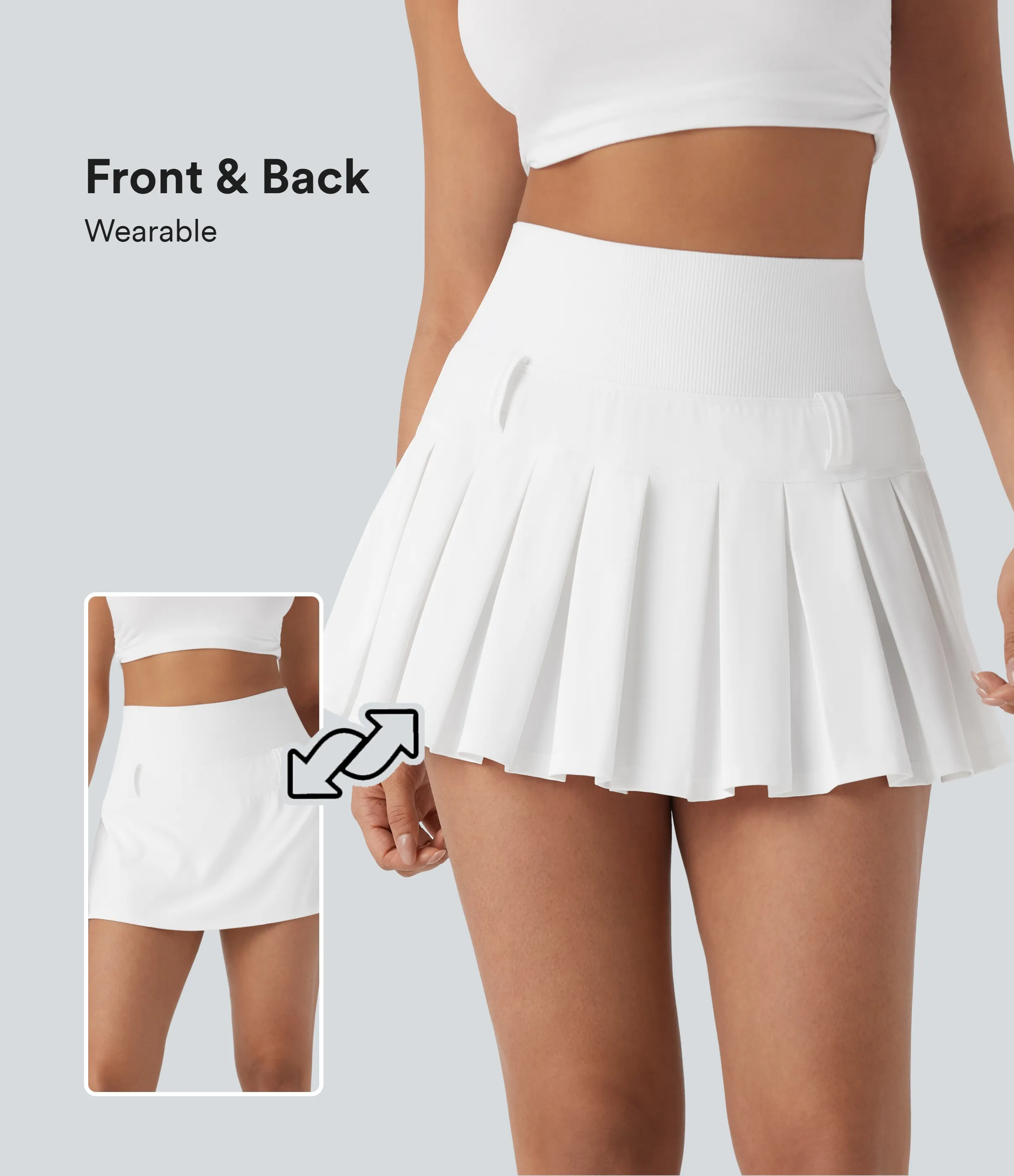 Halara Falda mini plisada de fiesta Softlyzero™ 2 en 1 de tiro alto y secado rápido con bolsillo delantero y trasero - White - M(regular) sold by Halara