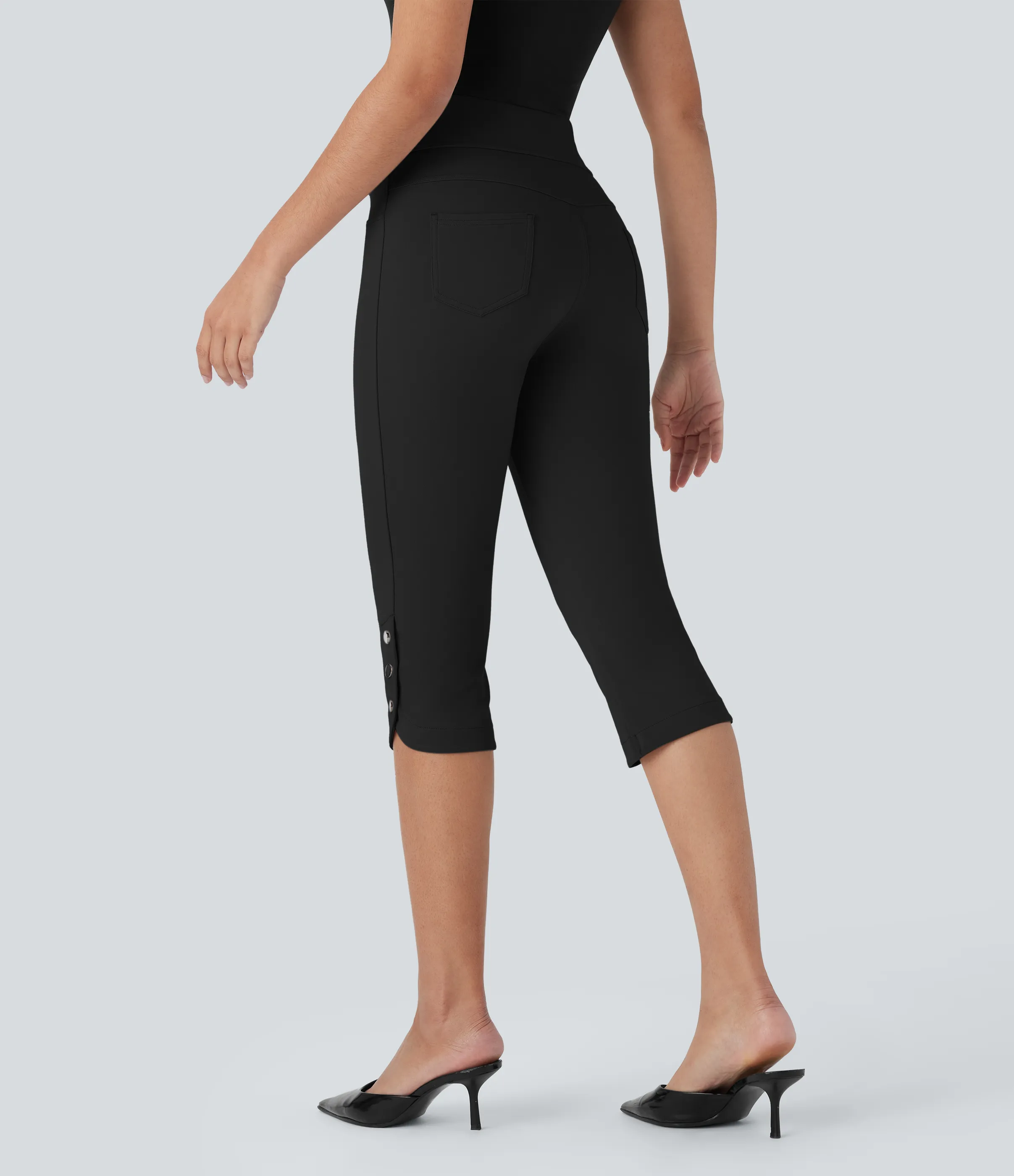 Halara Pantalón oficina tiro alto botón presión bolsillo trasero - Black - L(regular) sold by Halara product image thumbnail 3