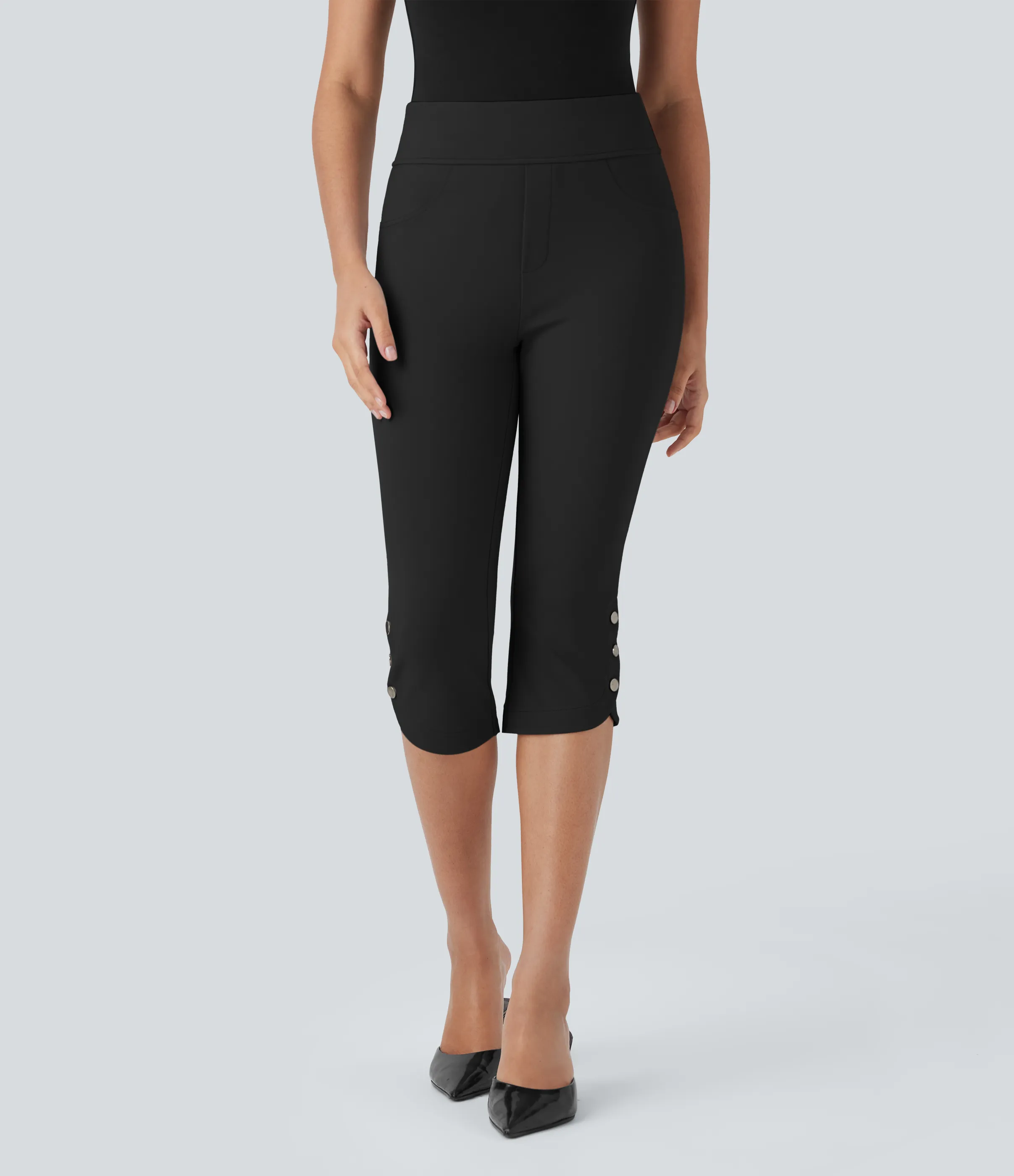 Halara Pantalón oficina tiro alto botón presión bolsillo trasero - Black - L(regular) sold by Halara product image thumbnail 4