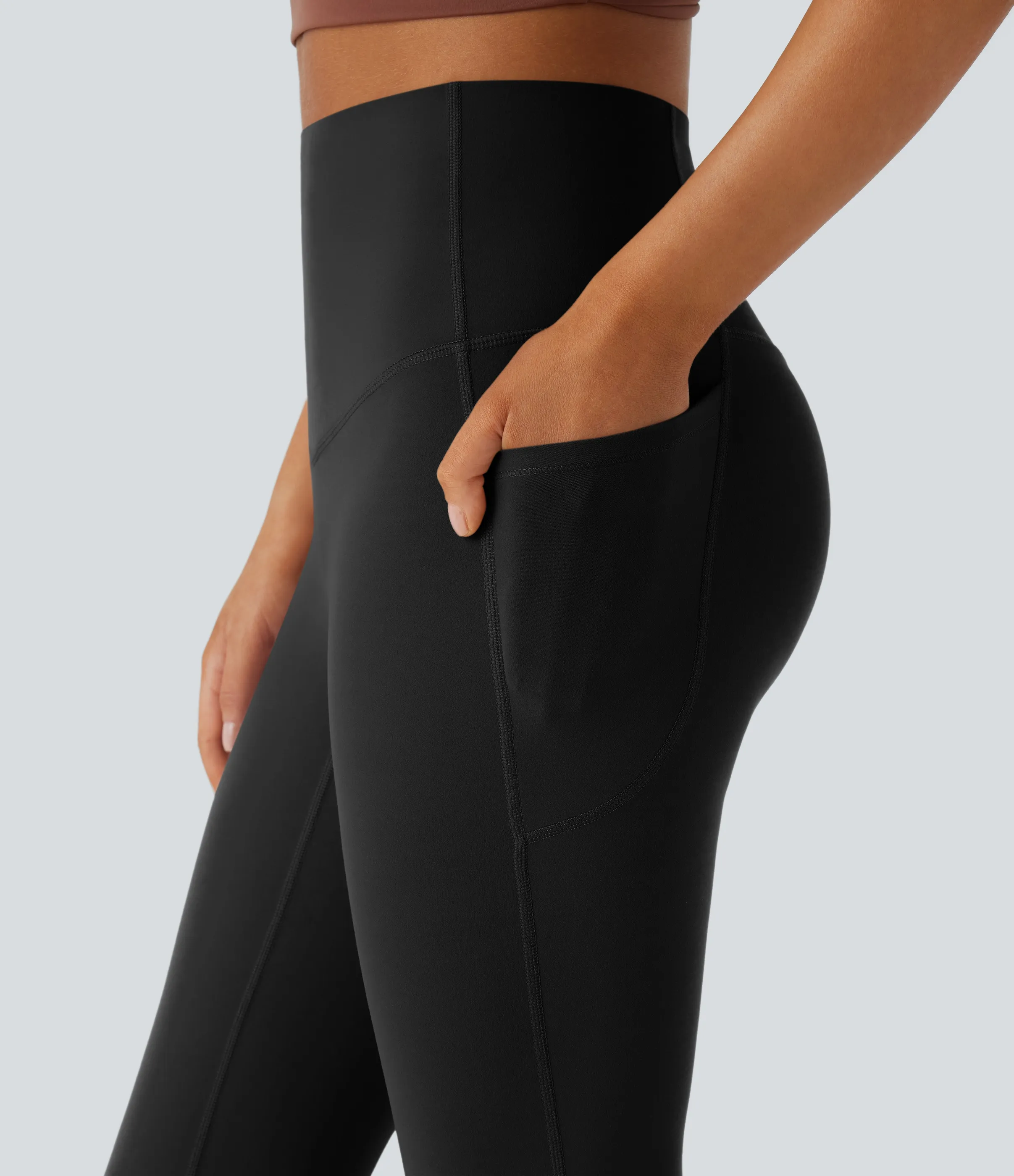 Halara Leggings SoCinched UltraSculpt yoga Bootcut tiro alto control abdomen bolsillo lateral moldeador - Black - XS(extall) sold by Halara product image thumbnail 5