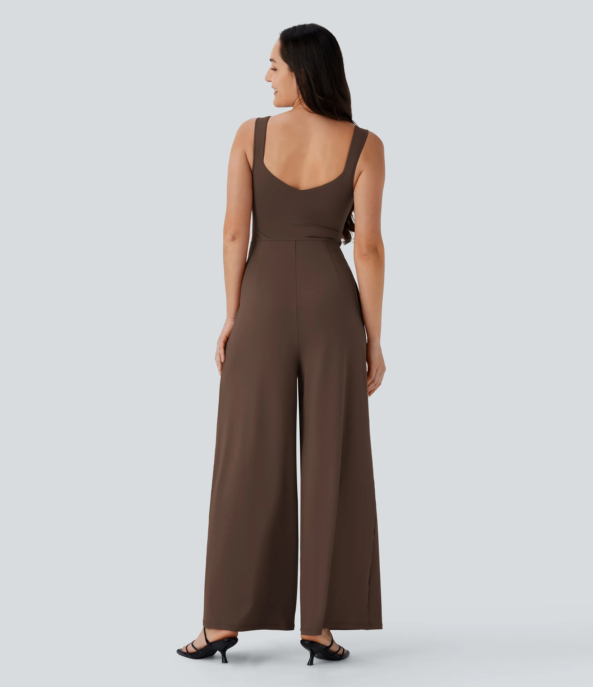Halara Jumpsuit casual sin mangas con espalda en U y bolsillos - Chestnut - S(regular) sold by Halara product image thumbnail 3