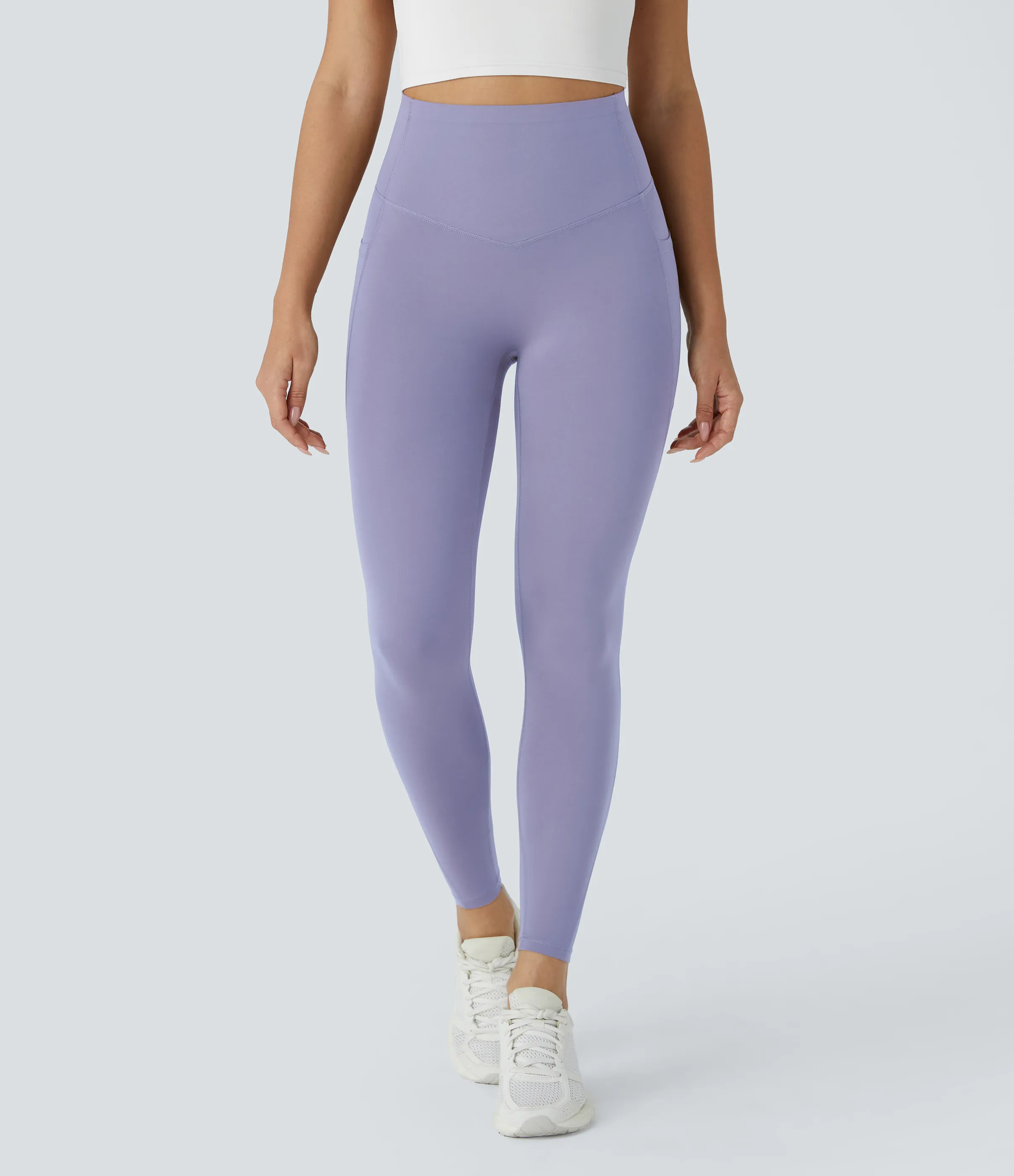 Halara Leggings SoCinched UltraSculpt tiro alto realce glúteos control abdomen bolsillo lateral moldeador - Falling Gray Purple - S(7/8) sold by Halara product image thumbnail 3