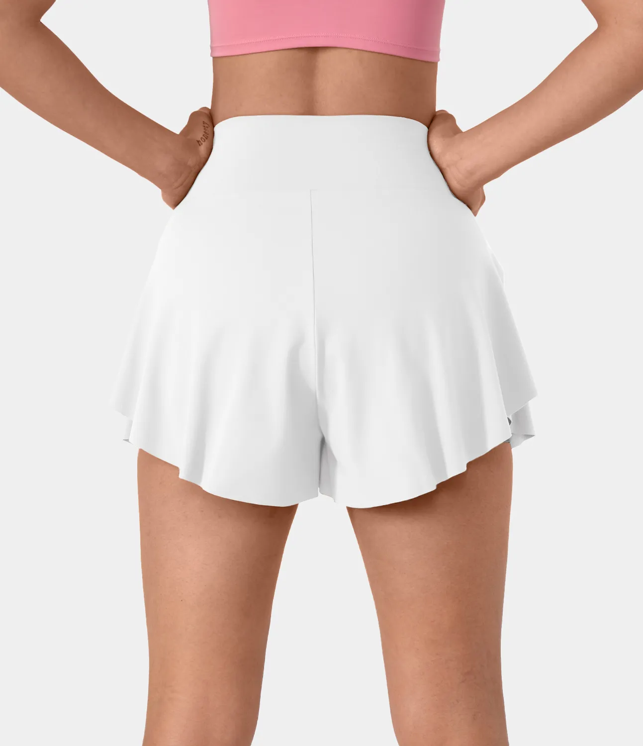 Halara Pantalón corto yoga 2 en 1 tiro alto abertura 5cm - White - L sold by Halara product image thumbnail 3