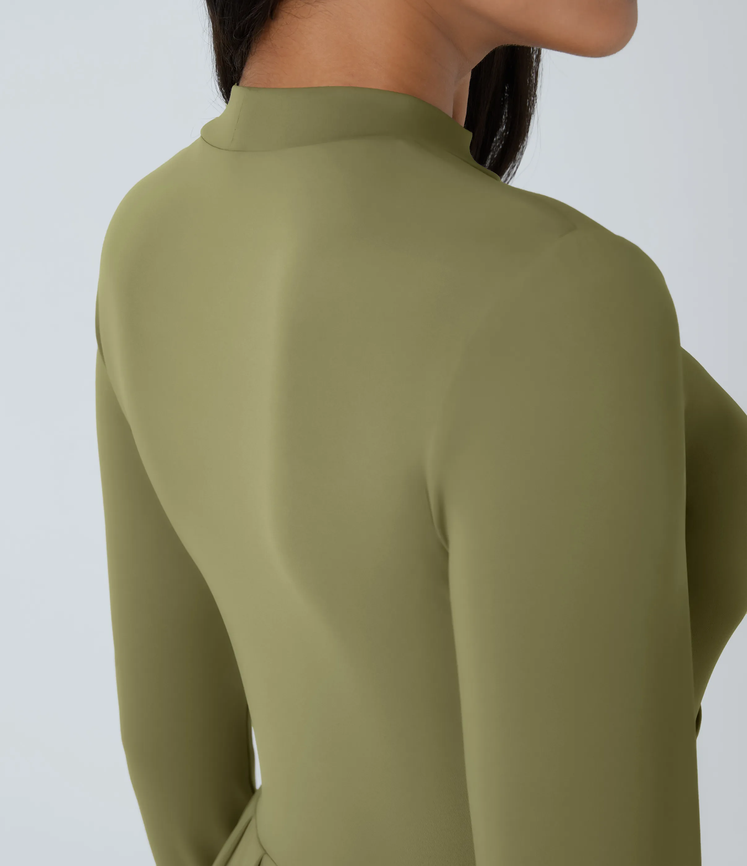 Halara Vestido largo cuello alto manga larga bolsillo lateral plisado acampanado - Capulet Olive - M sold by Halara product image thumbnail 5