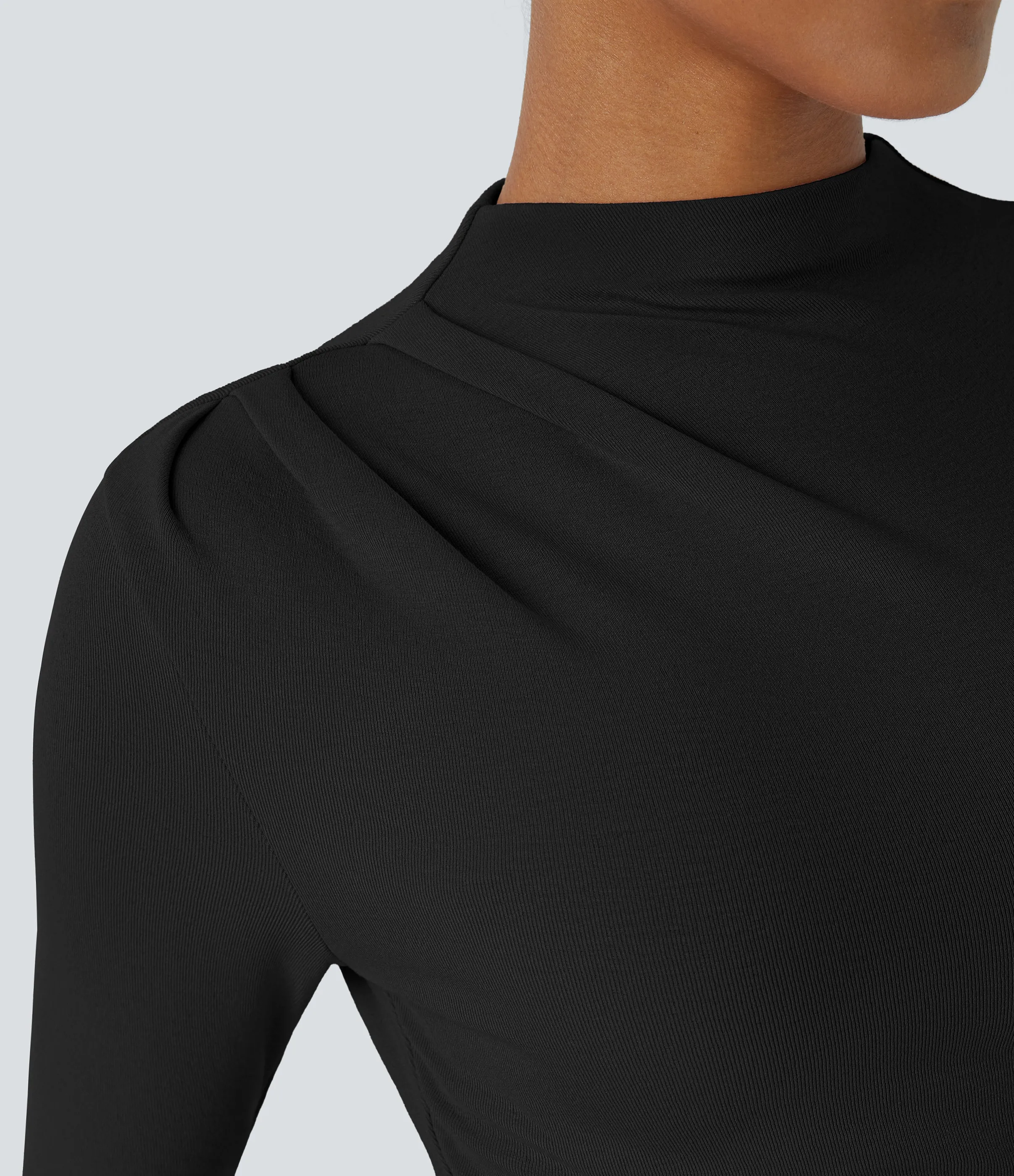 Halara Top térmico ajustado manga larga cuello alto fruncido - Black - L sold by Halara product image thumbnail 5