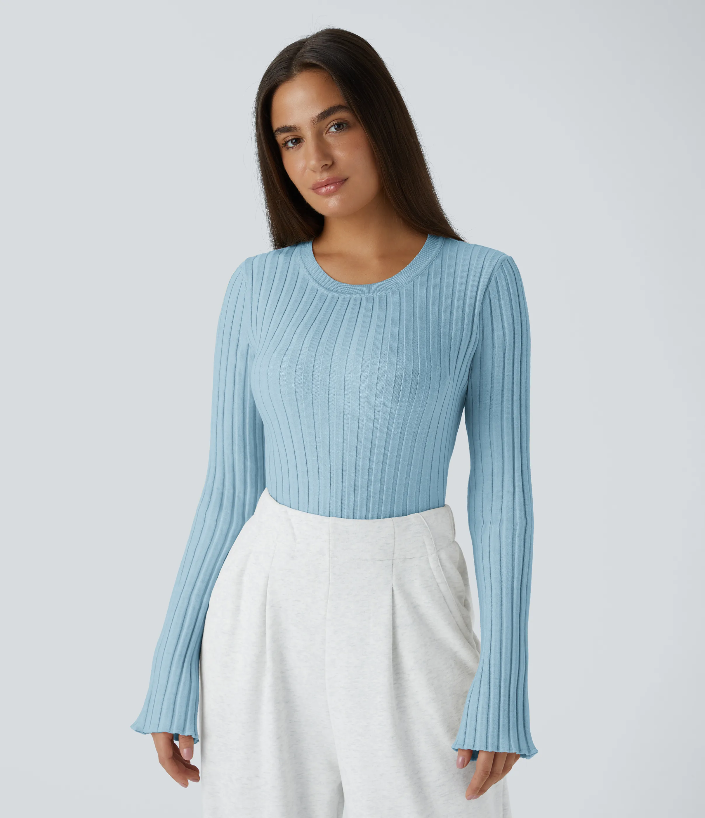 Halara Suéter cuello redondo manga larga volante - Corydalis Blue - M sold by Halara product image thumbnail 2