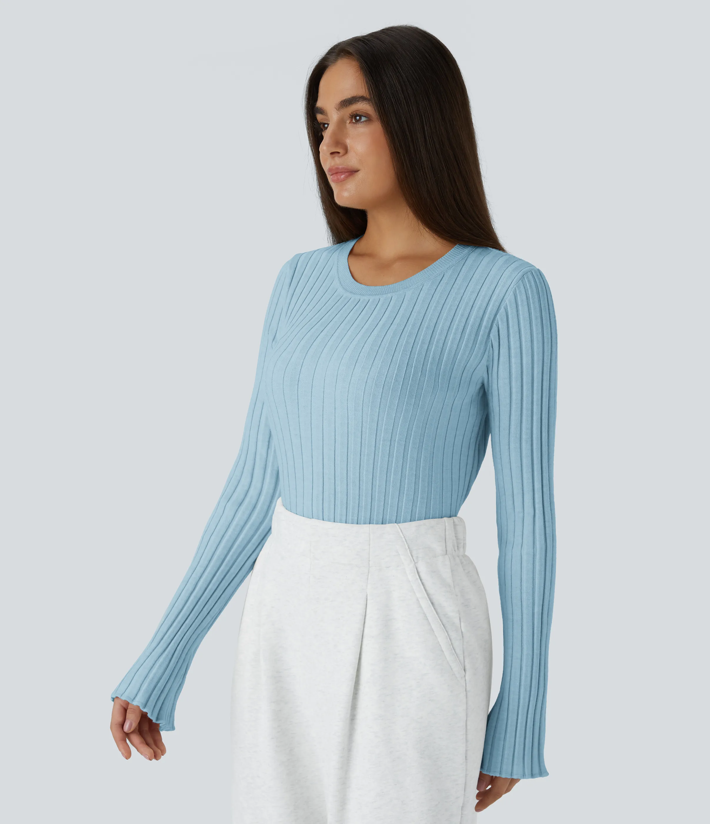 Halara Suéter cuello redondo manga larga volante - Corydalis Blue - M sold by Halara product image thumbnail 4