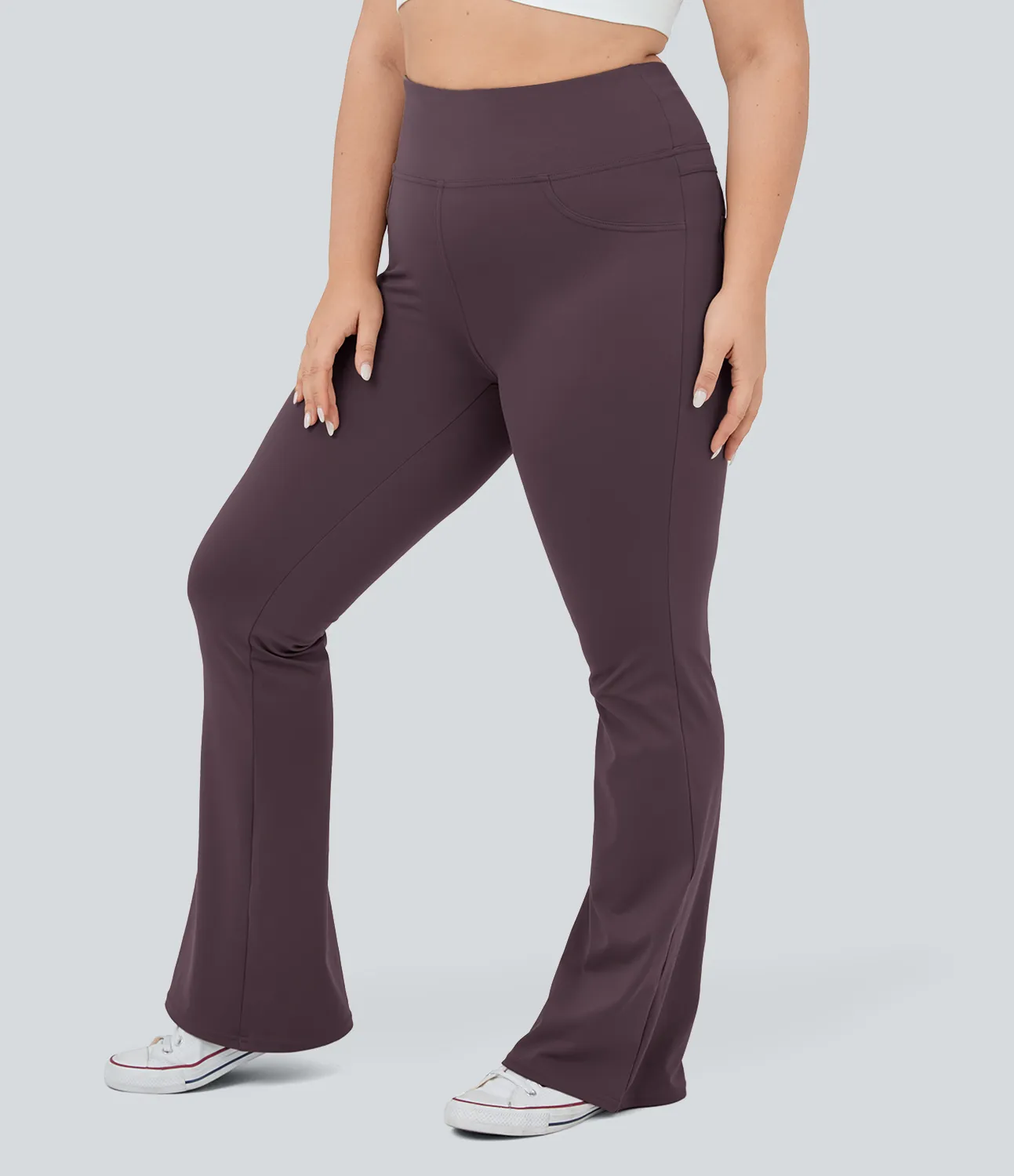 Halara Leggings yoga acampanado bolsillo trasero tiro alto talla grande - Dusky Evening purple - 2X(regular) sold by Halara product image thumbnail 3
