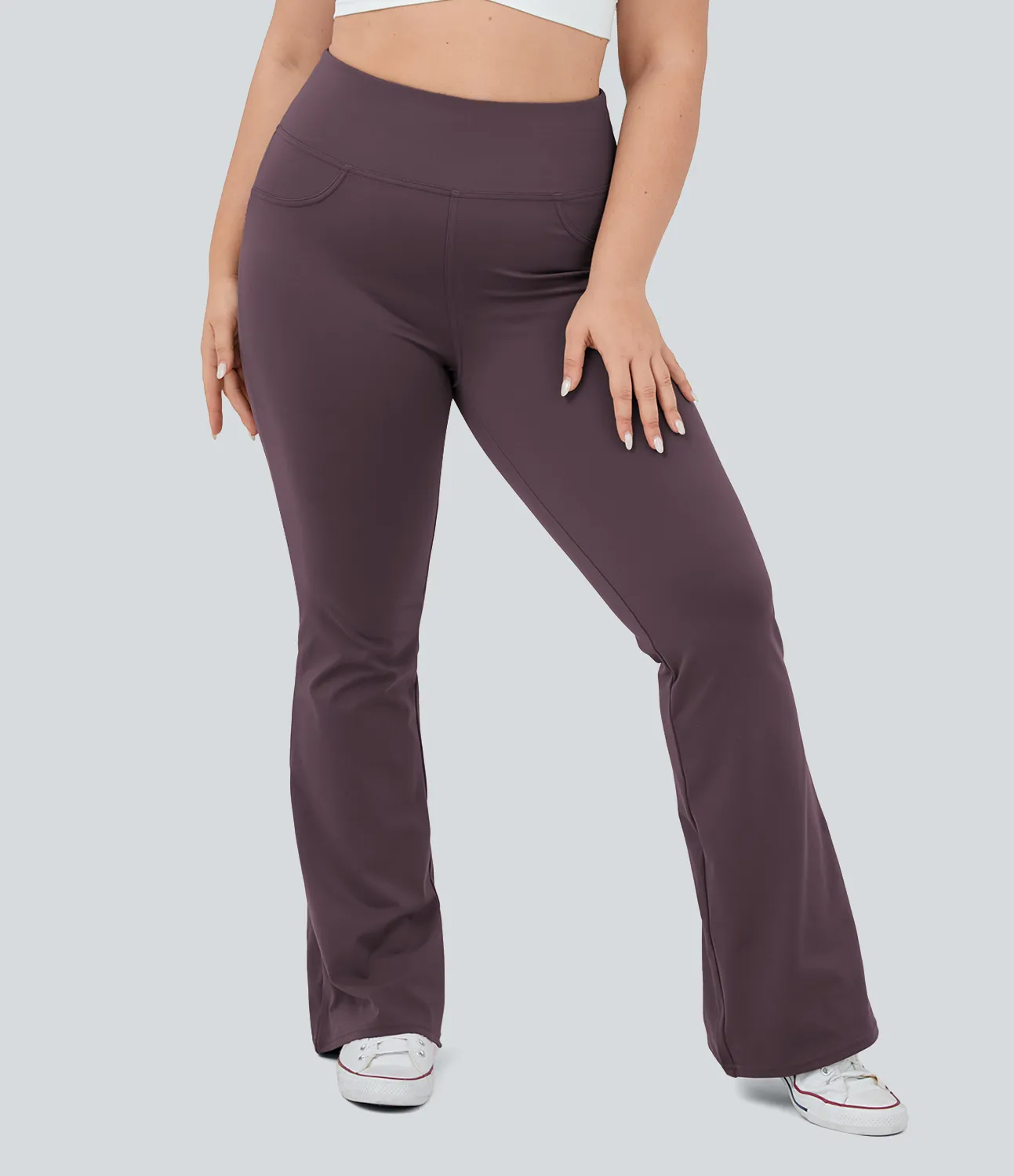 Halara Leggings yoga acampanado bolsillo trasero tiro alto talla grande - Dusky Evening purple - 2X(regular) sold by Halara product image thumbnail 4