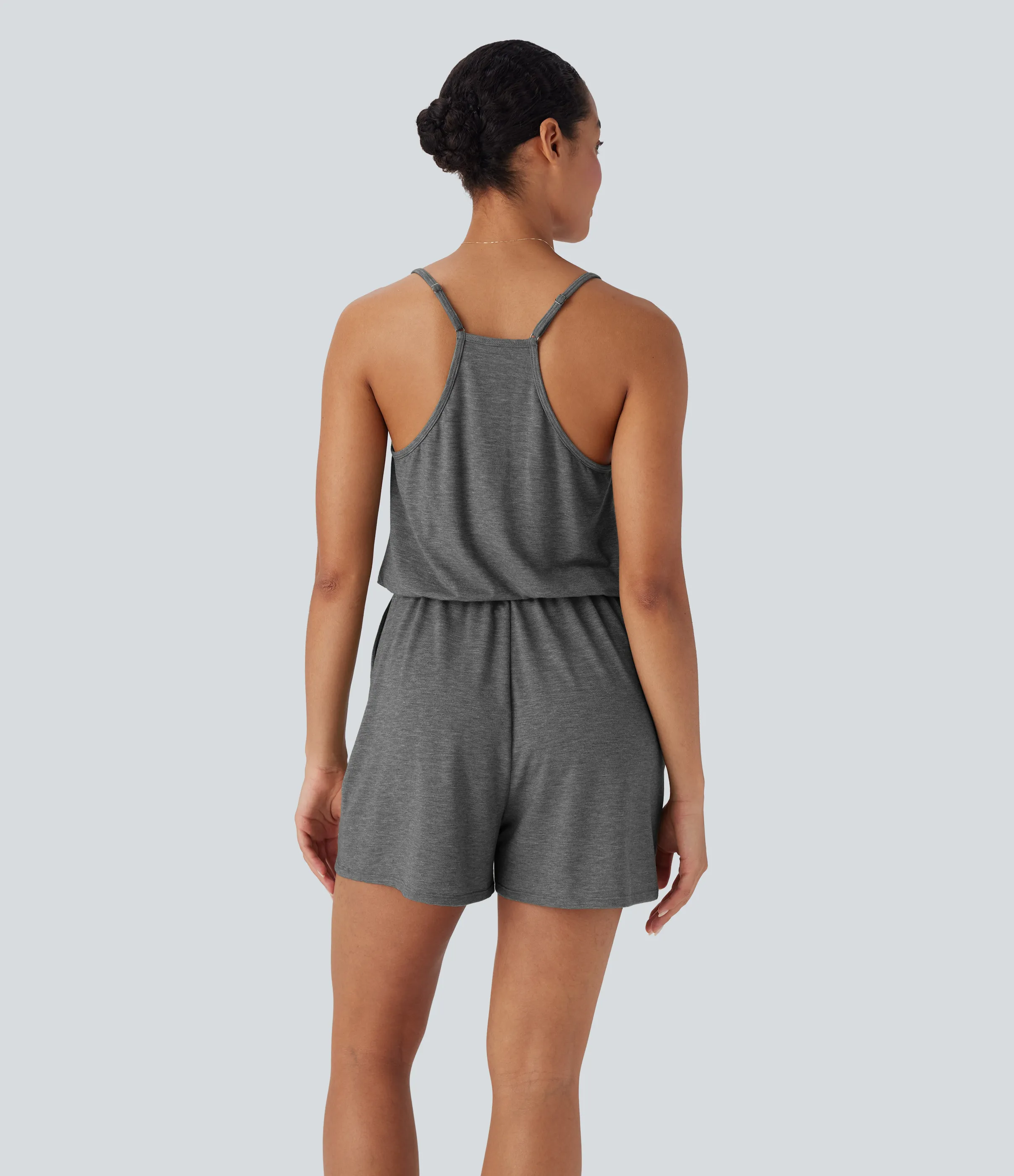 Halara Mono relajado ancho con tirantes ajustables y bolsillos - Darl Gray Floral Yarn - XS sold by Halara product image thumbnail 3