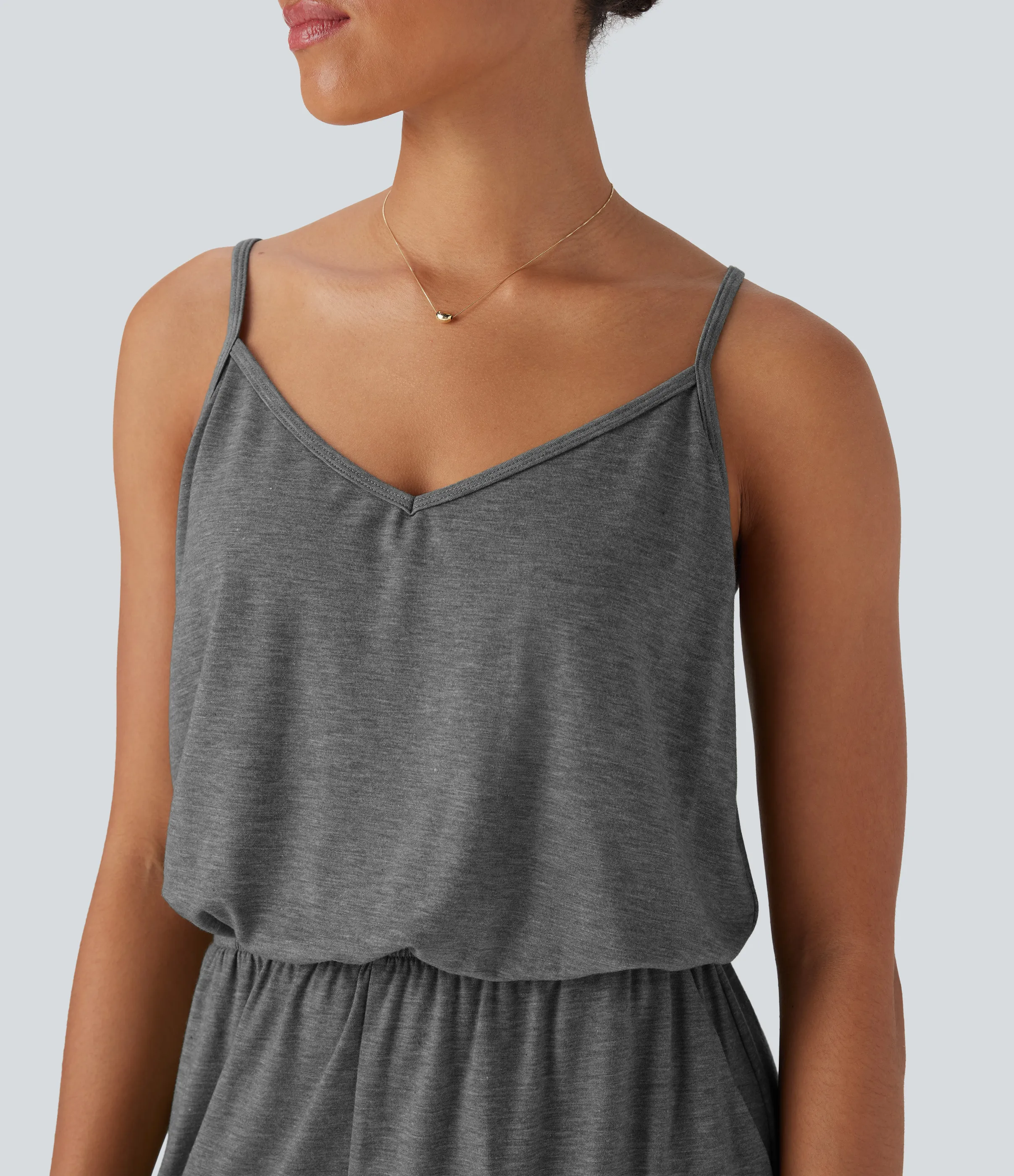 Halara Mono relajado ancho con tirantes ajustables y bolsillos - Darl Gray Floral Yarn - XS sold by Halara product image thumbnail 5