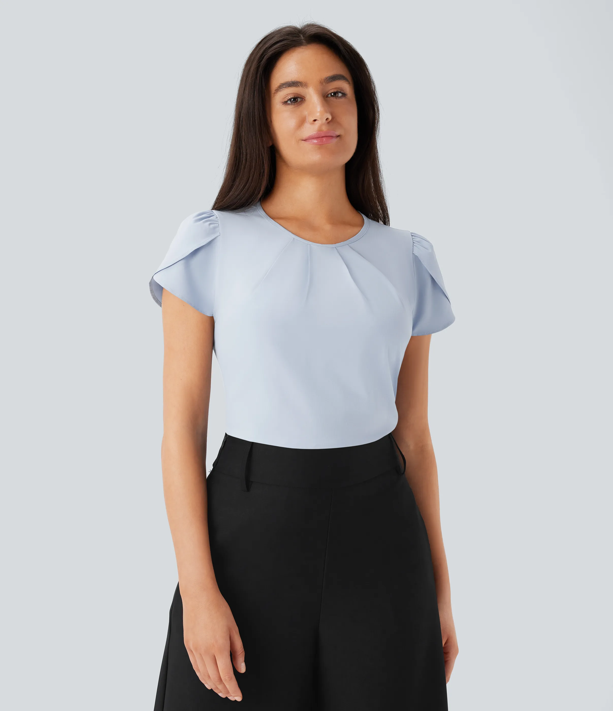 Halara Camiseta Breezeful™ oficina secado rápido cuello redondo manga corta abertura espalda - Ballad Blue - XS sold by Halara product image thumbnail 4