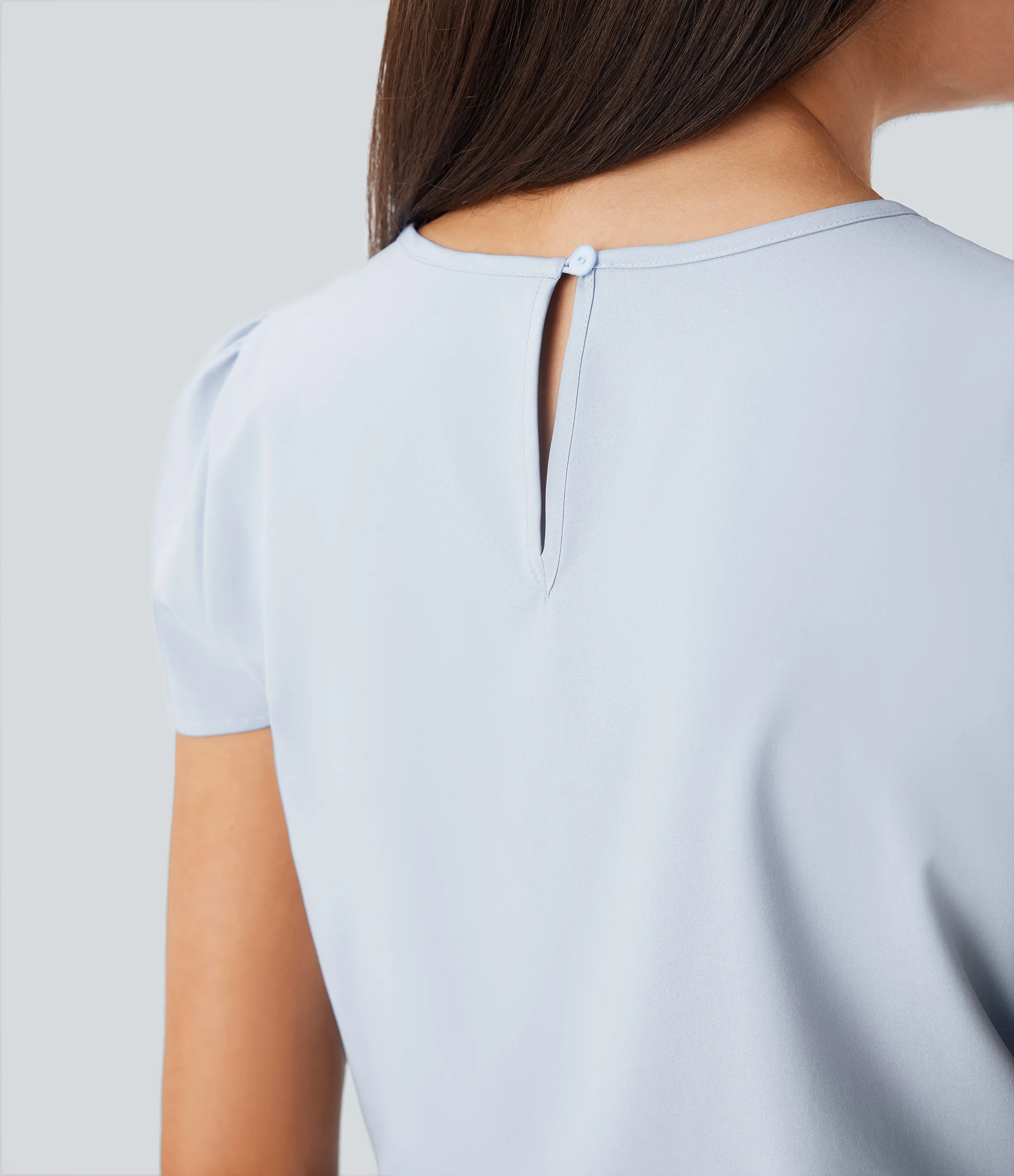 Halara Camiseta Breezeful™ oficina secado rápido cuello redondo manga corta abertura espalda - Ballad Blue - XS sold by Halara product image thumbnail 5